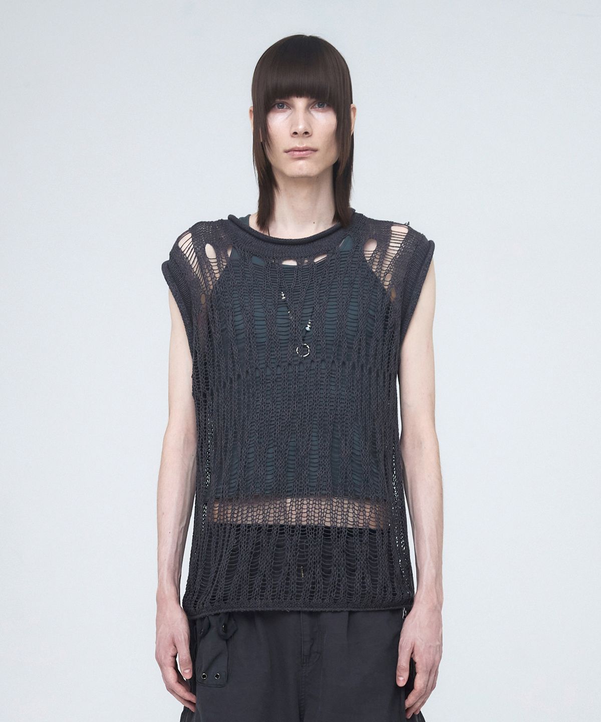 나체(NACHE) SPARSE KNIT VEST (UNISEX) MARINE BLUE