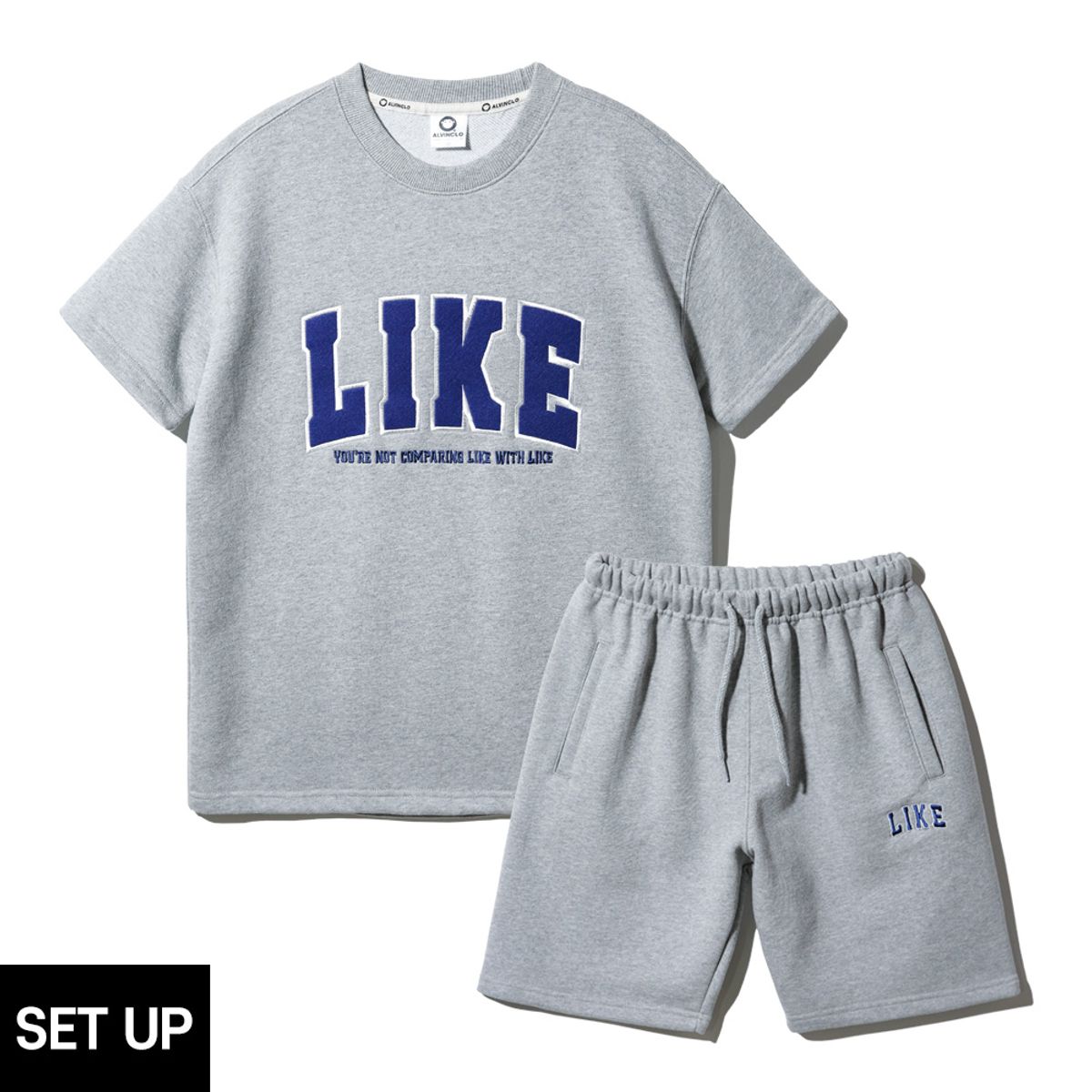 앨빈클로 주니어(ALVINCLO JUNIOR) [SET] LIKE 반팔 맨투맨 밴딩 반바지 셋업
