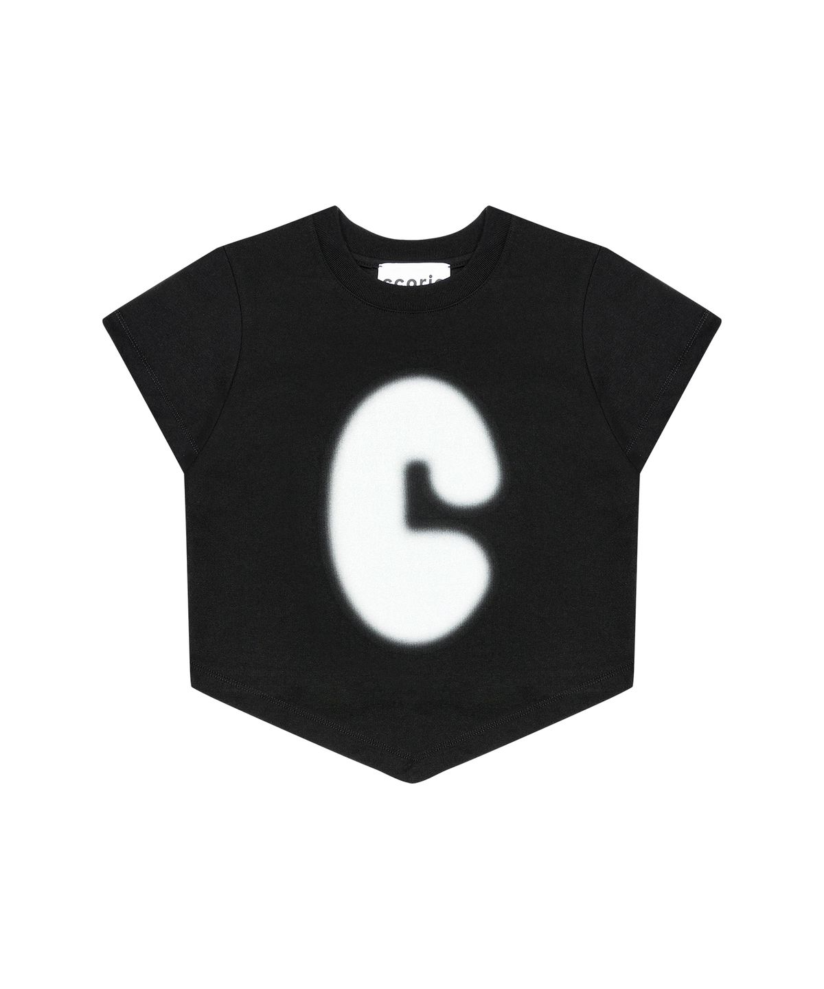꼬리에(CCORIE) 심볼 스카프 크롭 반팔 티셔츠 블랙
