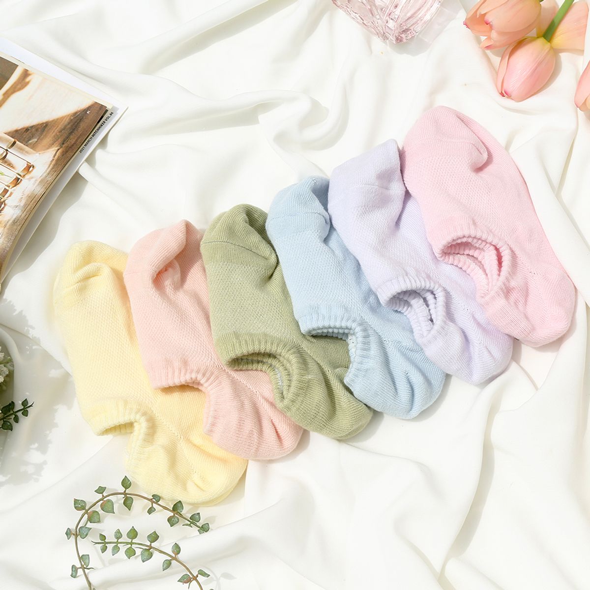 삭스에이(SOCKSA) [7PACK] 시그니처 더블코튼 메쉬 망사 168N 스니커 인 페이크삭스 덧신 10색상