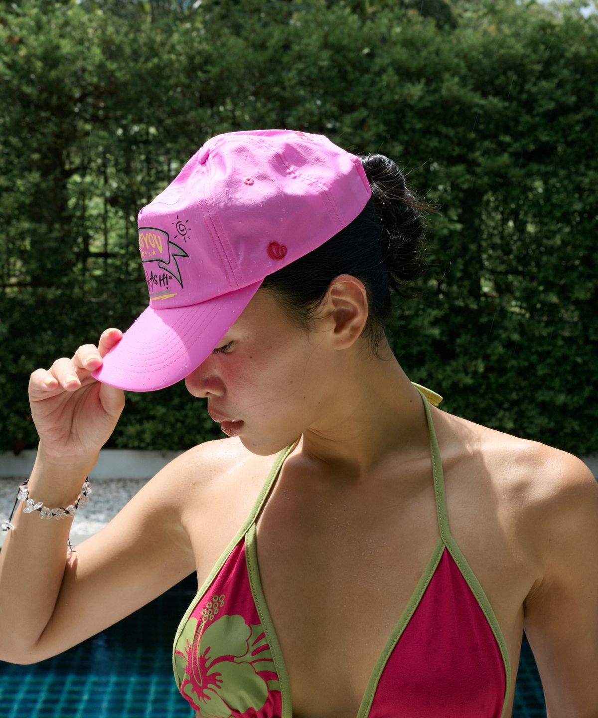 라츠유(LOTSYOU) lotsyou_Tropical nylon ball cap Pink