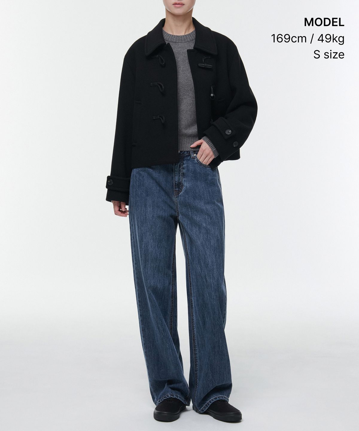 무신사 스탠다드 우먼(MUSINSA STANDARD WOMAN) 우먼즈 울 블렌드 더플 쇼트 코트 [블랙]