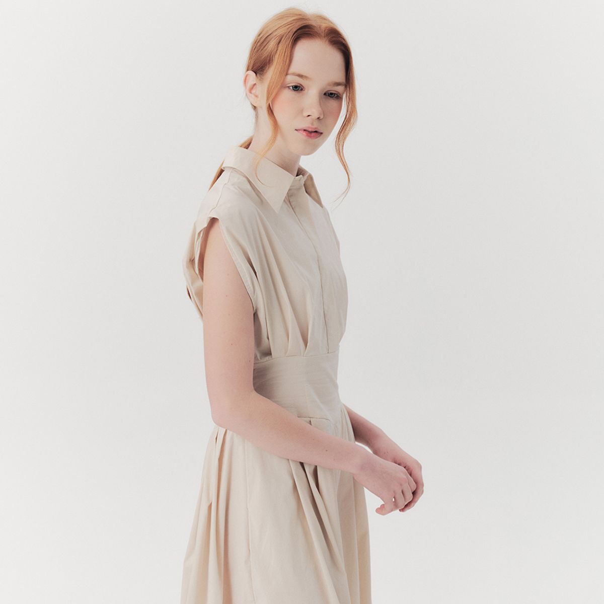 웬스데이딜라잇(WEDNESDAY DELIGHT) WED_French collar shirts dress_BEIGE