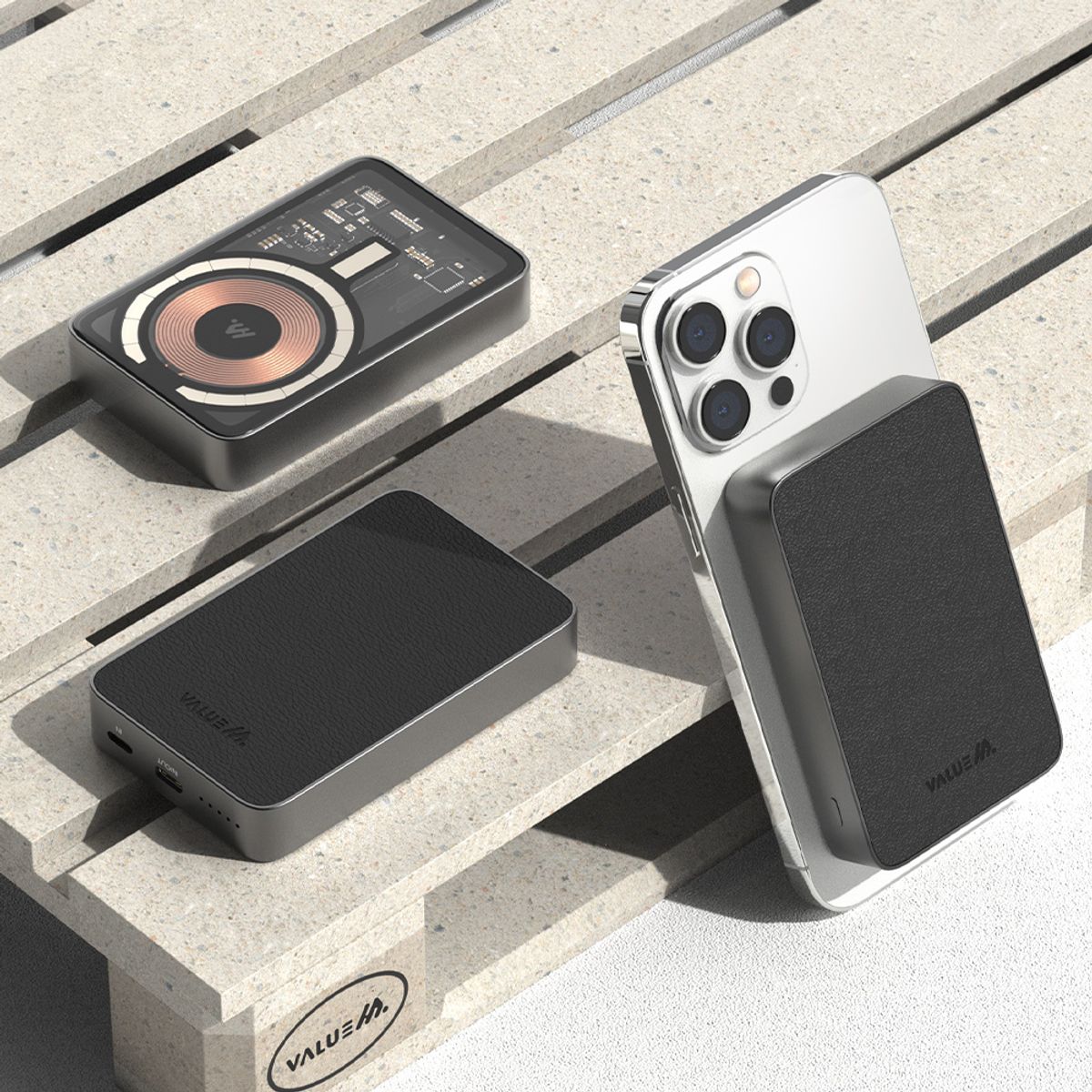 밸류엠(VALUEM) 투명 맥세이프 고속충전 보조배터리 5000mAh