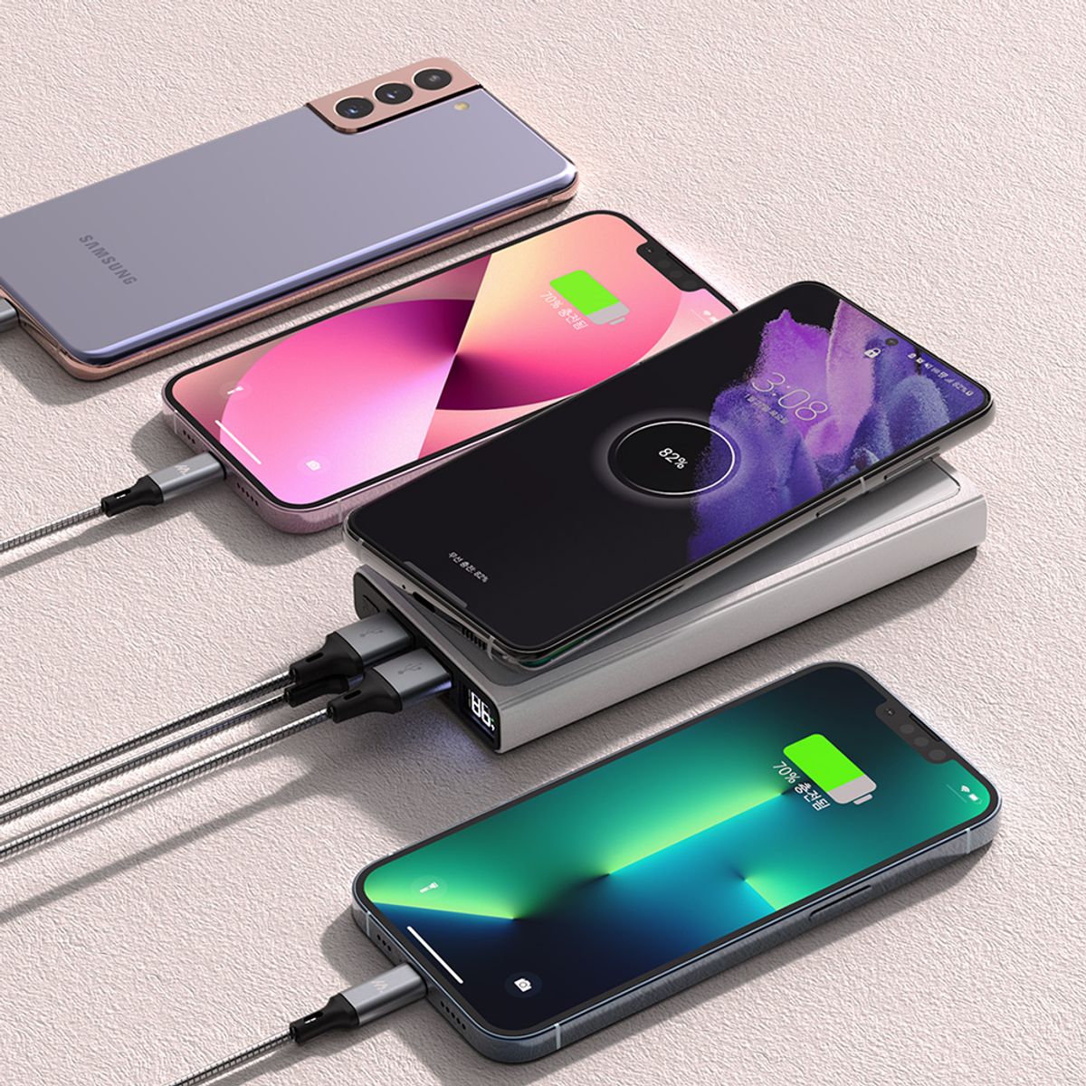 밸류엠(VALUEM) 22.5W PD 고속 무선충전 보조배터리 10000mAh(CtoC케이블+흡착패드)
