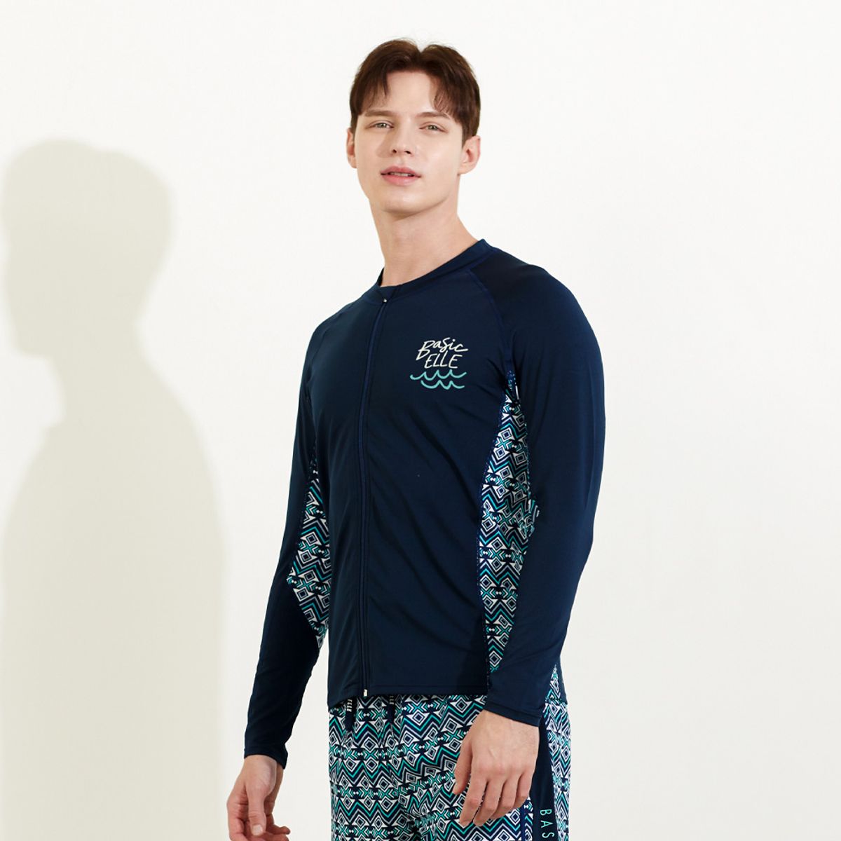 베이직엘르(BASIC ELLE) 남성 집업 래쉬가드 비치반바지 워터레깅스 세트 BEM-W917N