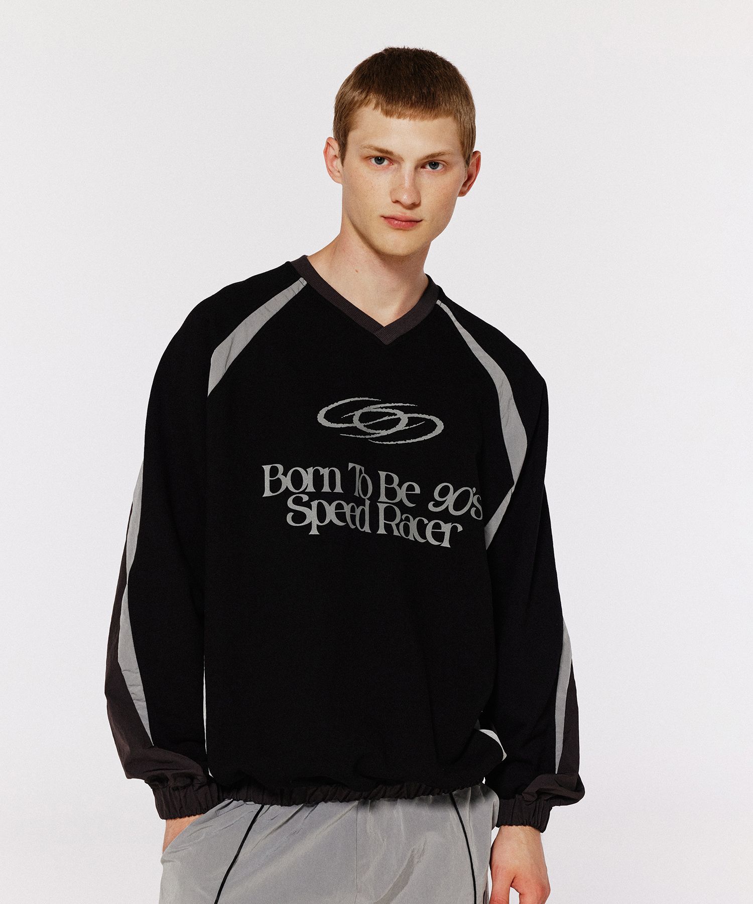 MUSINSA公式 | 1993STUDIO Speed Racer Reglan Sweatshirt_Black