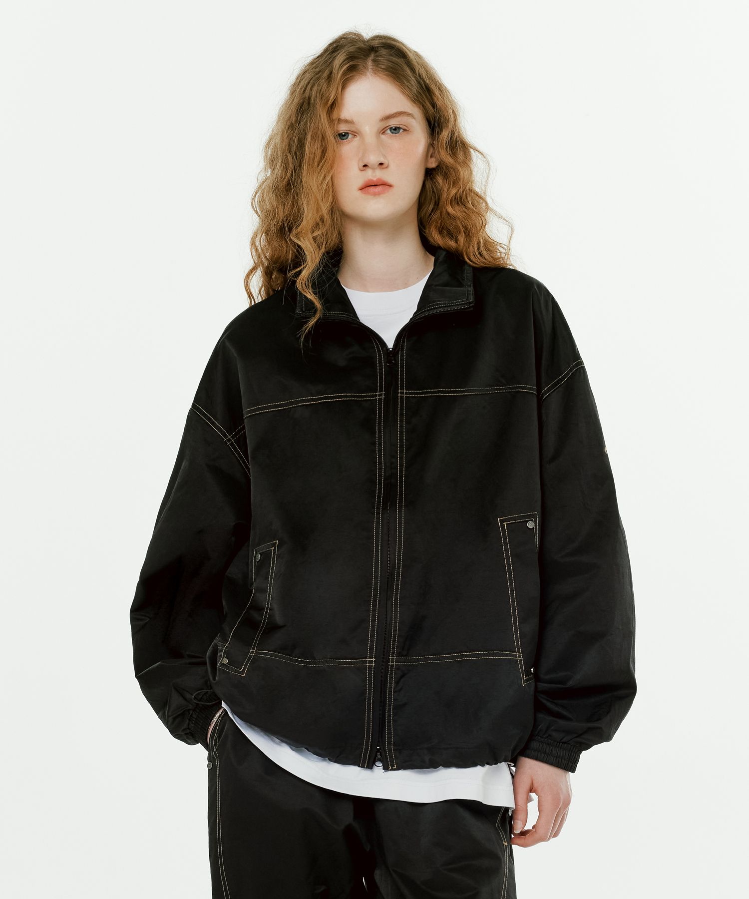 MUSINSA | 1993STUDIO 2WAY Double Stitch Windbreaker_Black