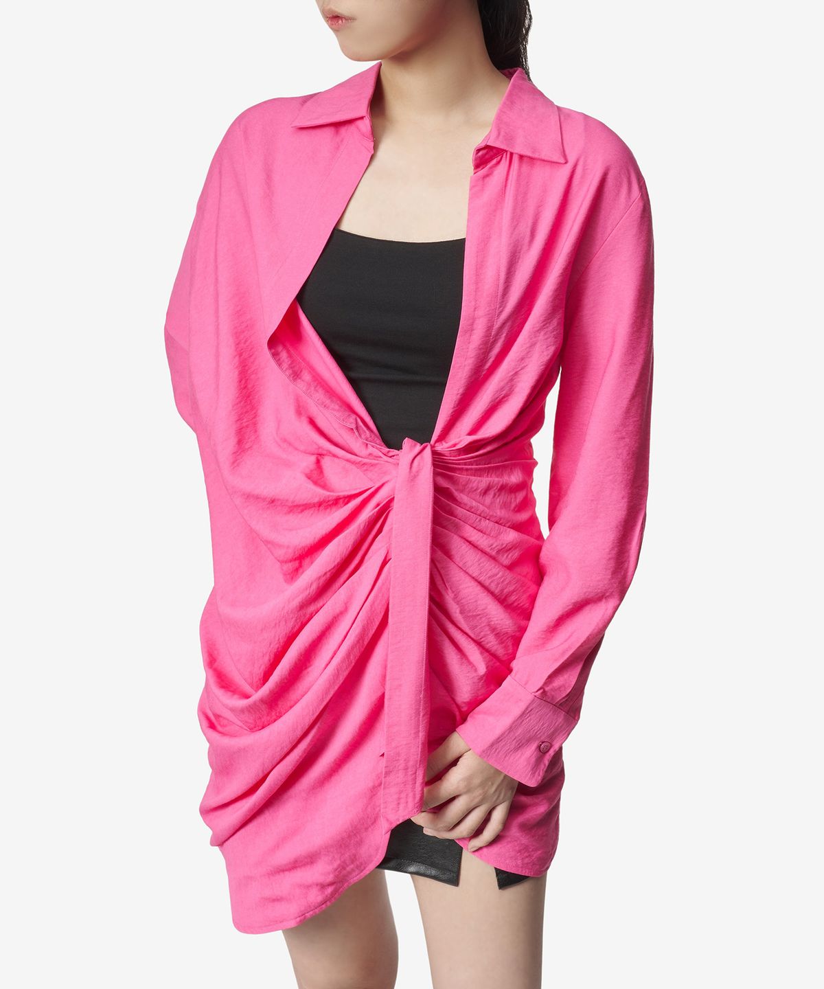 자크뮈스(JACQUEMUS) 바이아 로브 드레이프 셔츠 원피스 - 핑크 / 213DR0091020430