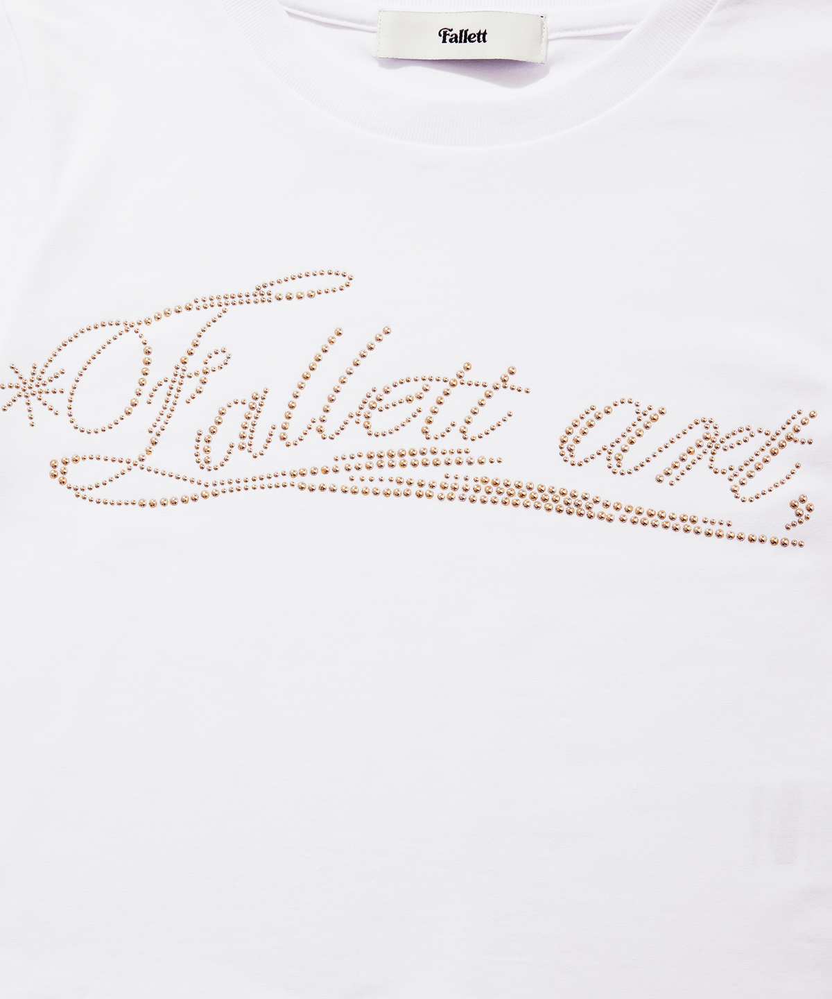 팔렛(FALLETT) 메탈릭 비즈 크롭 반팔티 화이트