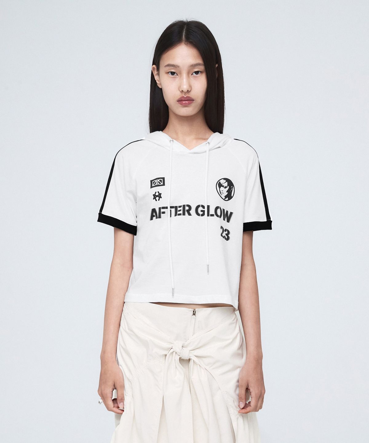 나체(NACHE) SPORTY TRACK HOODIE T-SHIRT NAVY