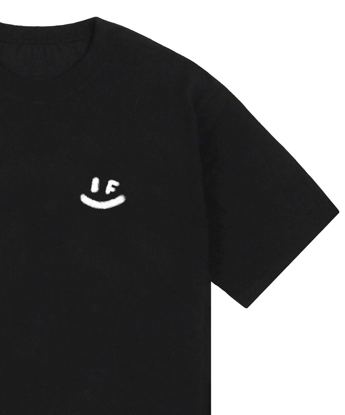 그레이버(GRAVER) [UNISEX]스프레이 스몰 드로잉스마일 반팔티_블랙/화이트 로고