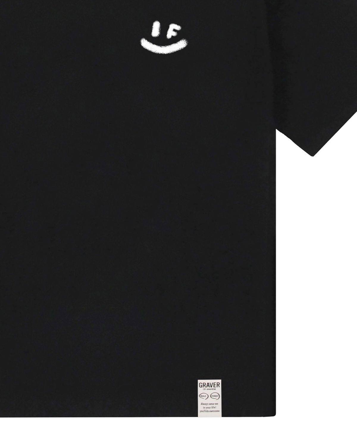 그레이버(GRAVER) [UNISEX]스프레이 스몰 드로잉스마일 반팔티_블랙/화이트 로고