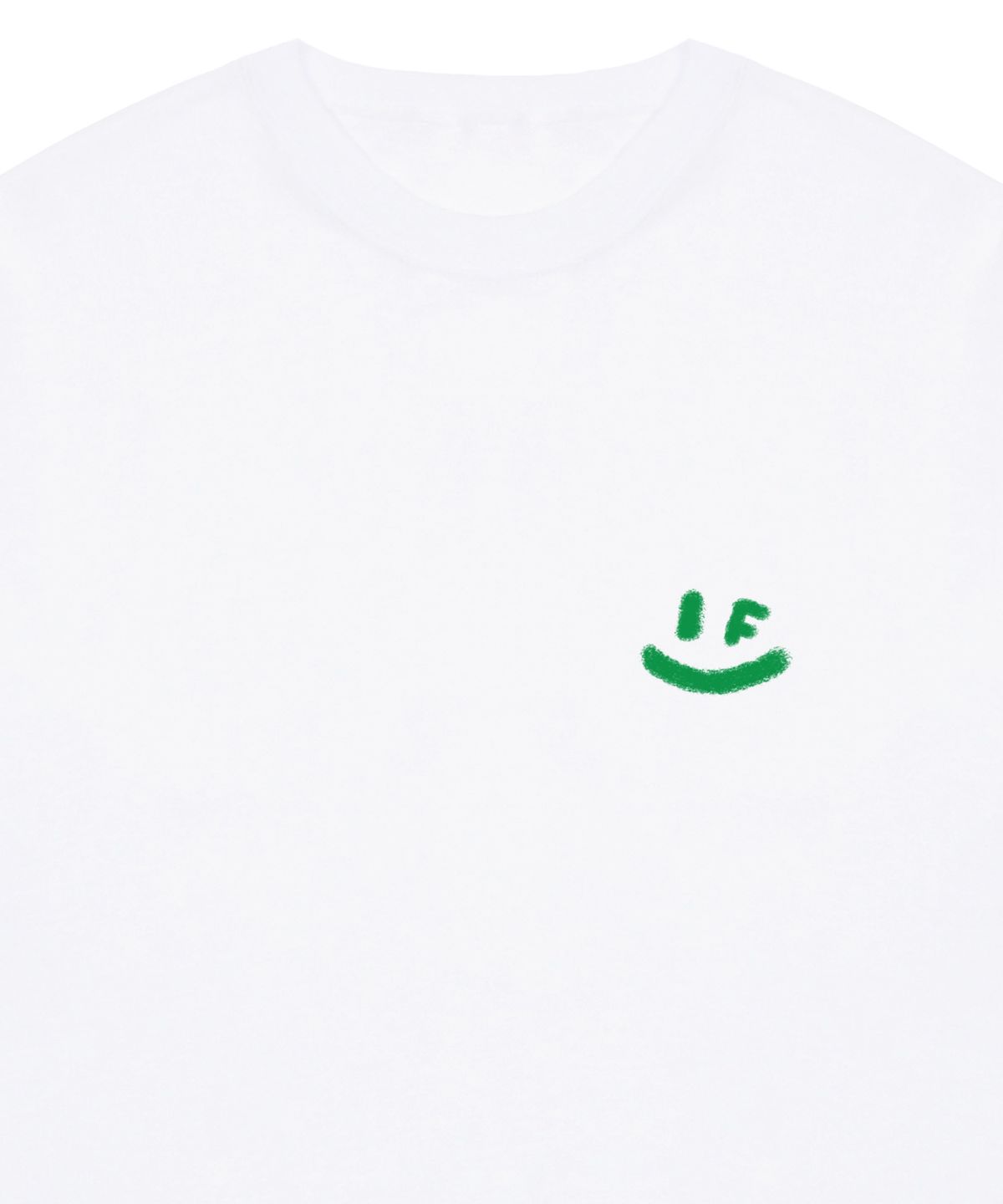 그레이버(GRAVER) [UNISEX]스프레이 스몰 드로잉스마일 반팔티_화이트/그린 로고