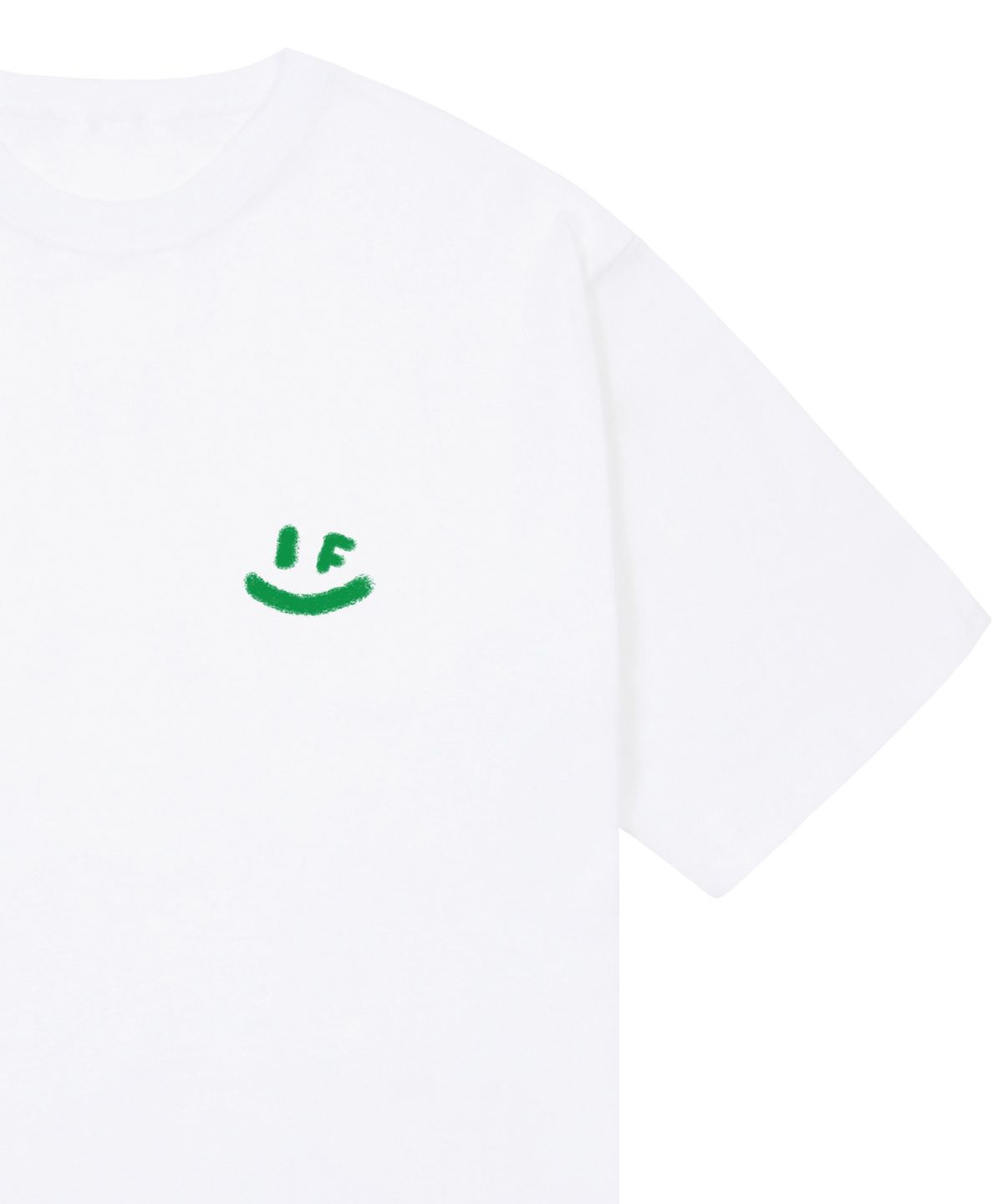 그레이버(GRAVER) [UNISEX]스프레이 스몰 드로잉스마일 반팔티_화이트/그린 로고