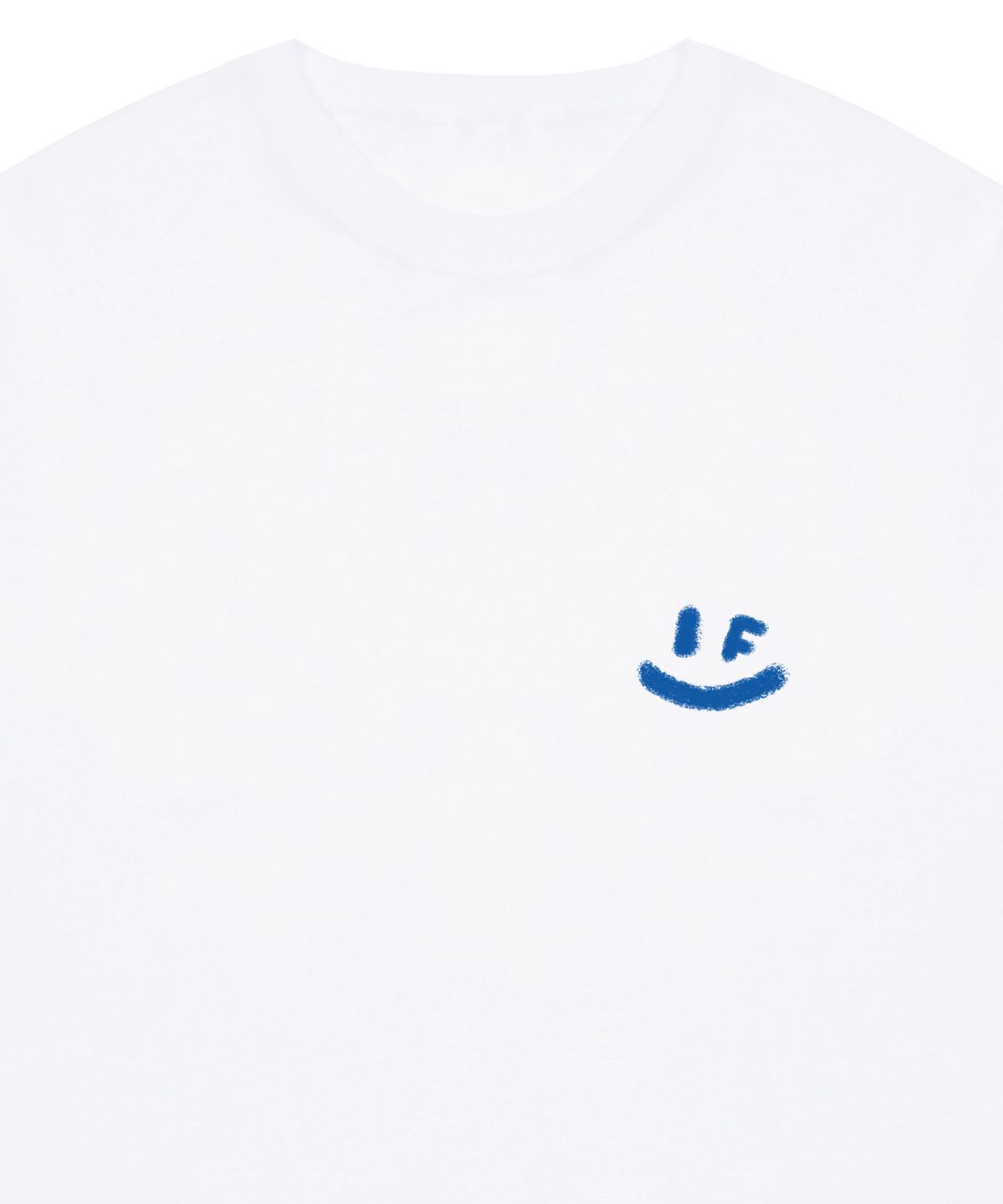 그레이버(GRAVER) [UNISEX]스프레이 스몰 드로잉스마일 반팔티_화이트/블루 로고