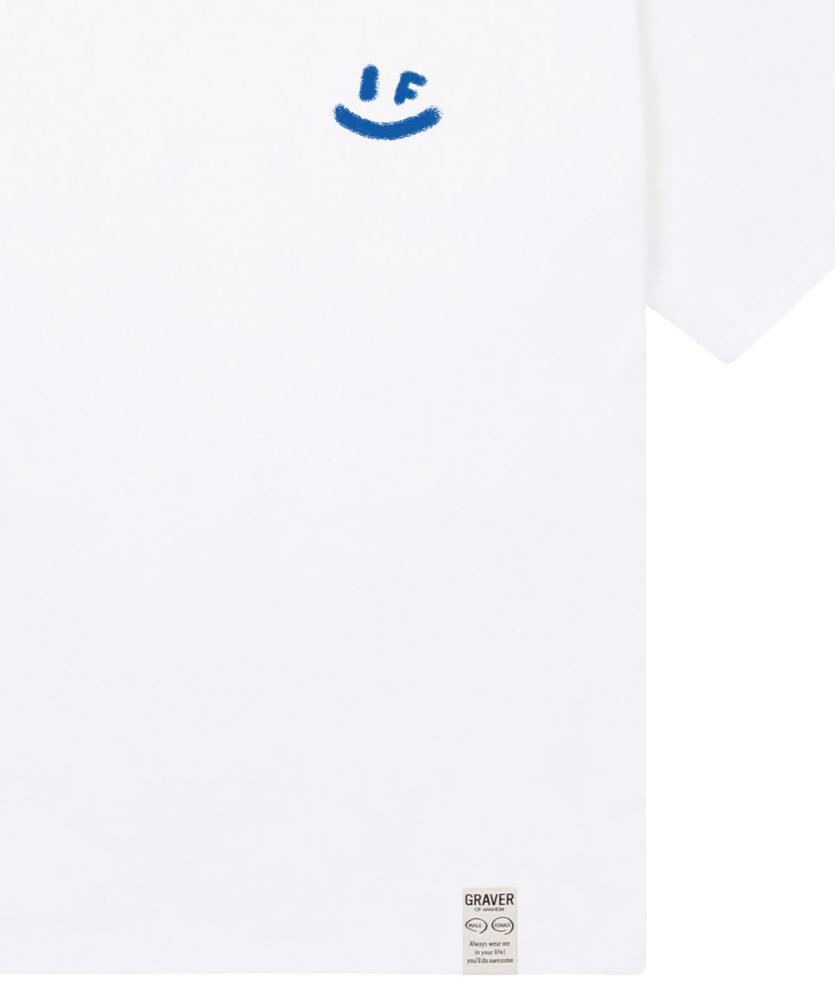 그레이버(GRAVER) [UNISEX]스프레이 스몰 드로잉스마일 반팔티_화이트/블루 로고