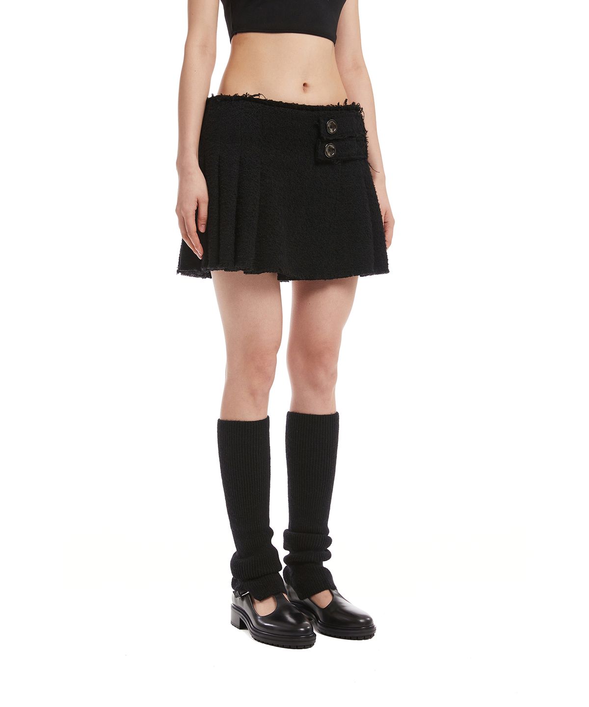 트렁크프로젝트(TRUNK PROJECT) Black Pleated Mini Skirt