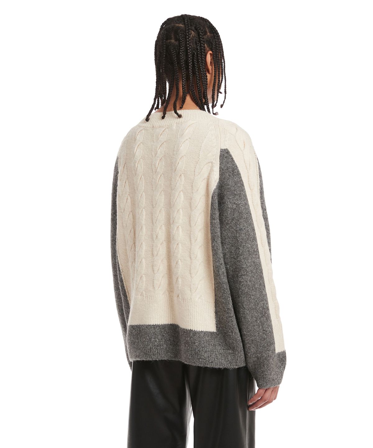 트렁크프로젝트(TRUNK PROJECT) Grey V Neck Cable Knit Sweater