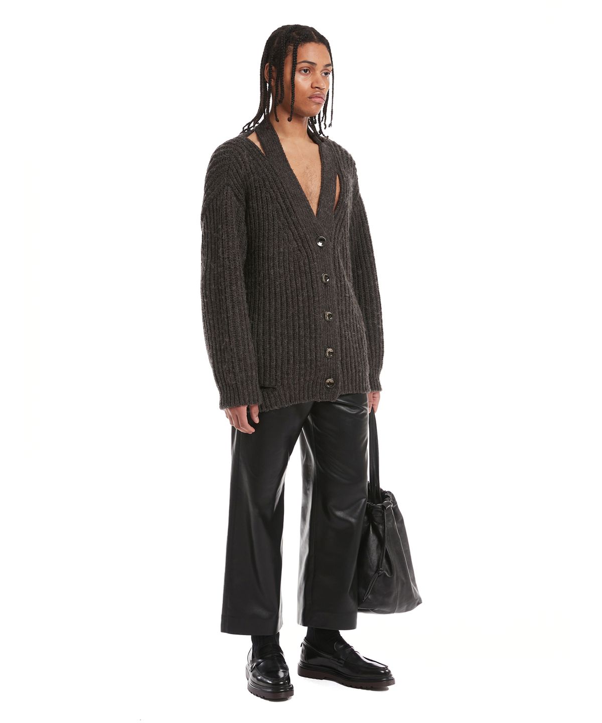 트렁크프로젝트(TRUNK PROJECT) Grey Destroyed Knit Cardigan