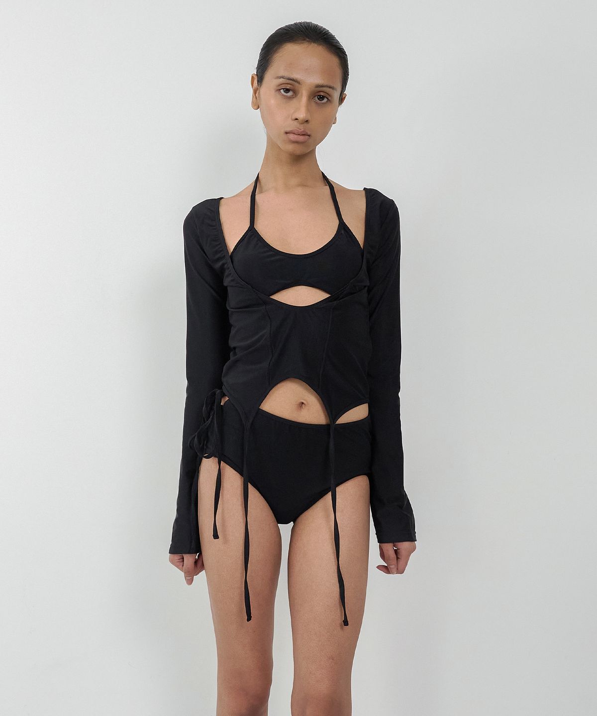 나체(NACHE) 3-PIECE GARTER SWIM SUIT BLACK