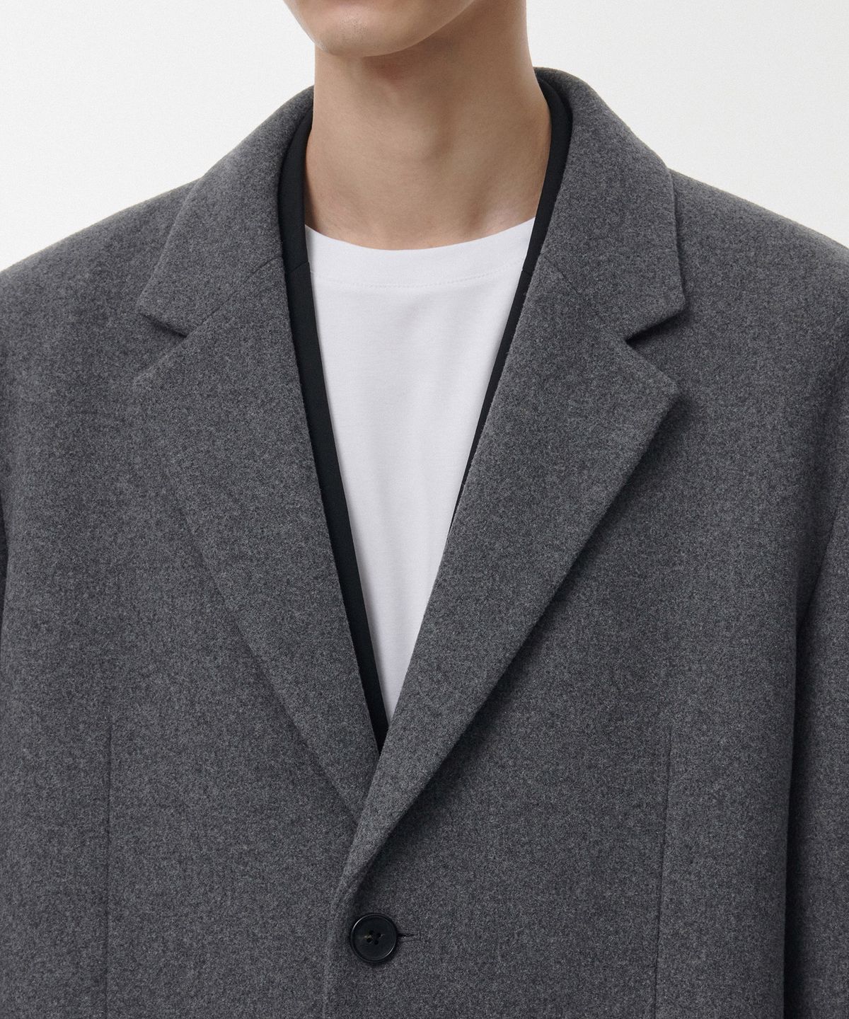 무신사 스탠다드(MUSINSA STANDARD) 울 블렌드 빅 대디 싱글 맥시 코트 [미디엄 그레이]