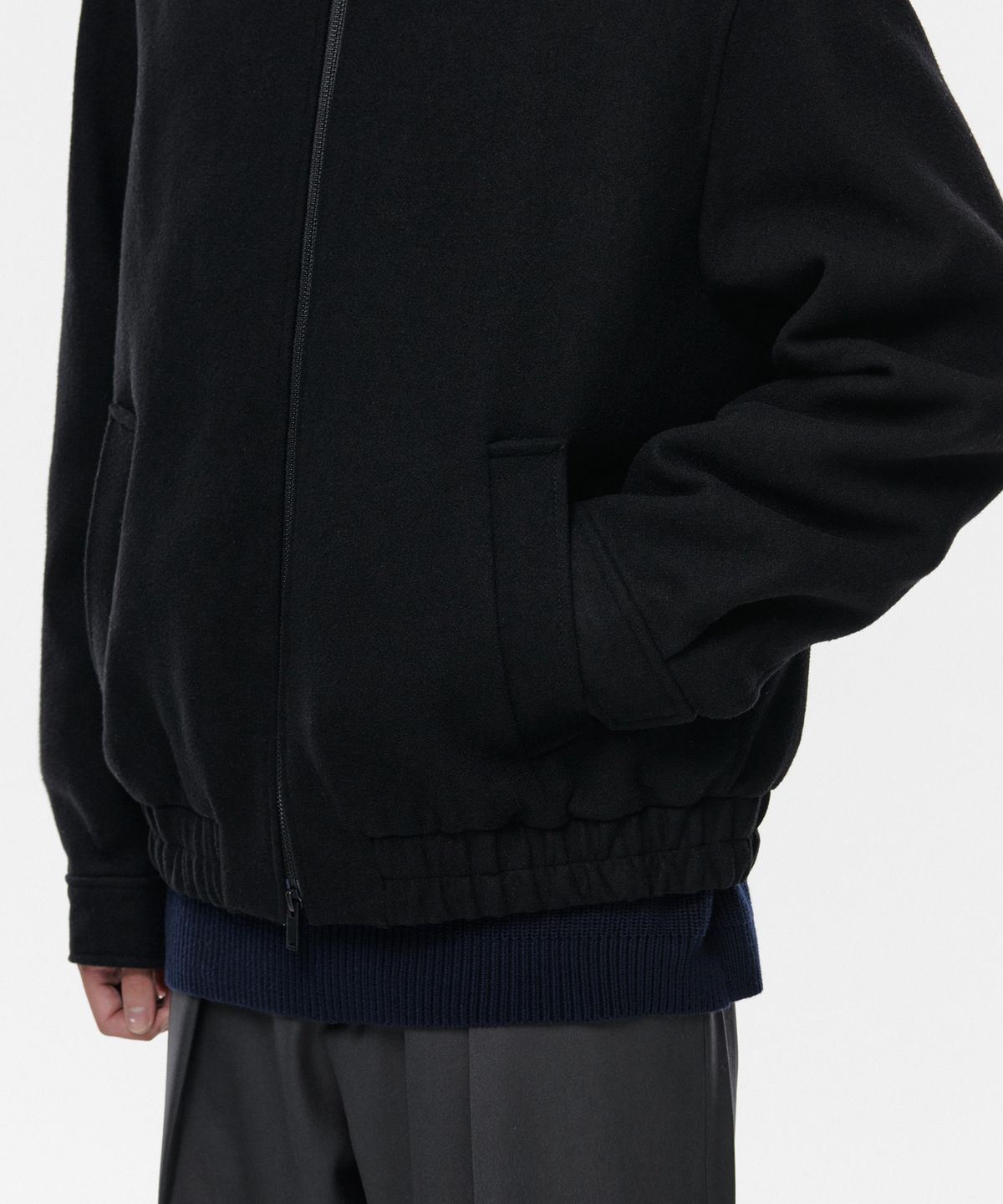 무신사 스탠다드(MUSINSA STANDARD) 울 블렌드 미니멀 블루종 재킷 [블랙]
