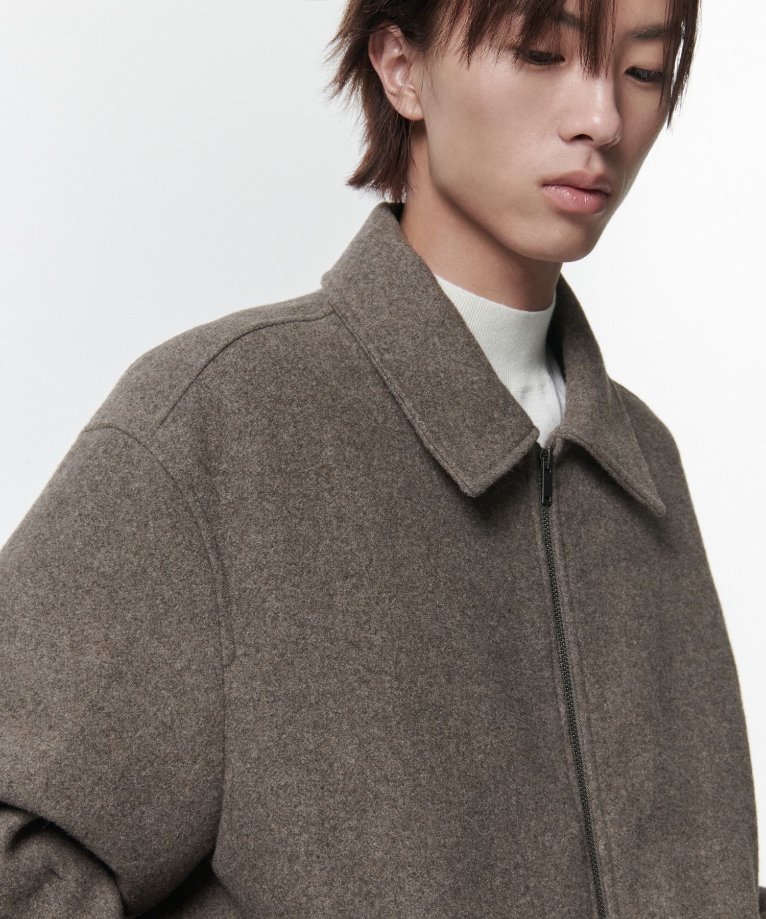 MUSINSA | MUSINSA STANDARD Wool blend minimal blouson jacket