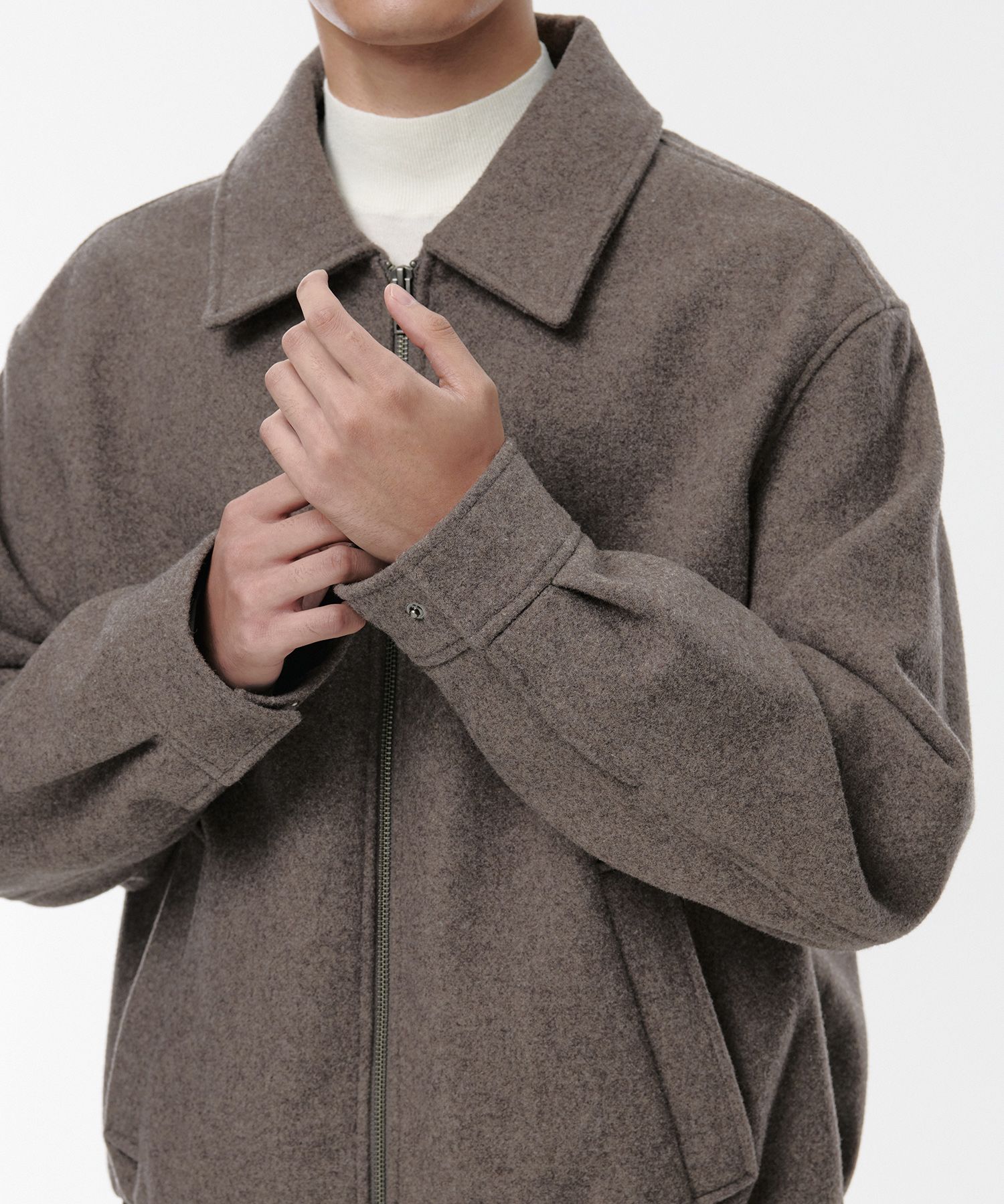 MUSINSA | MUSINSA STANDARD Wool blend minimal blouson jacket