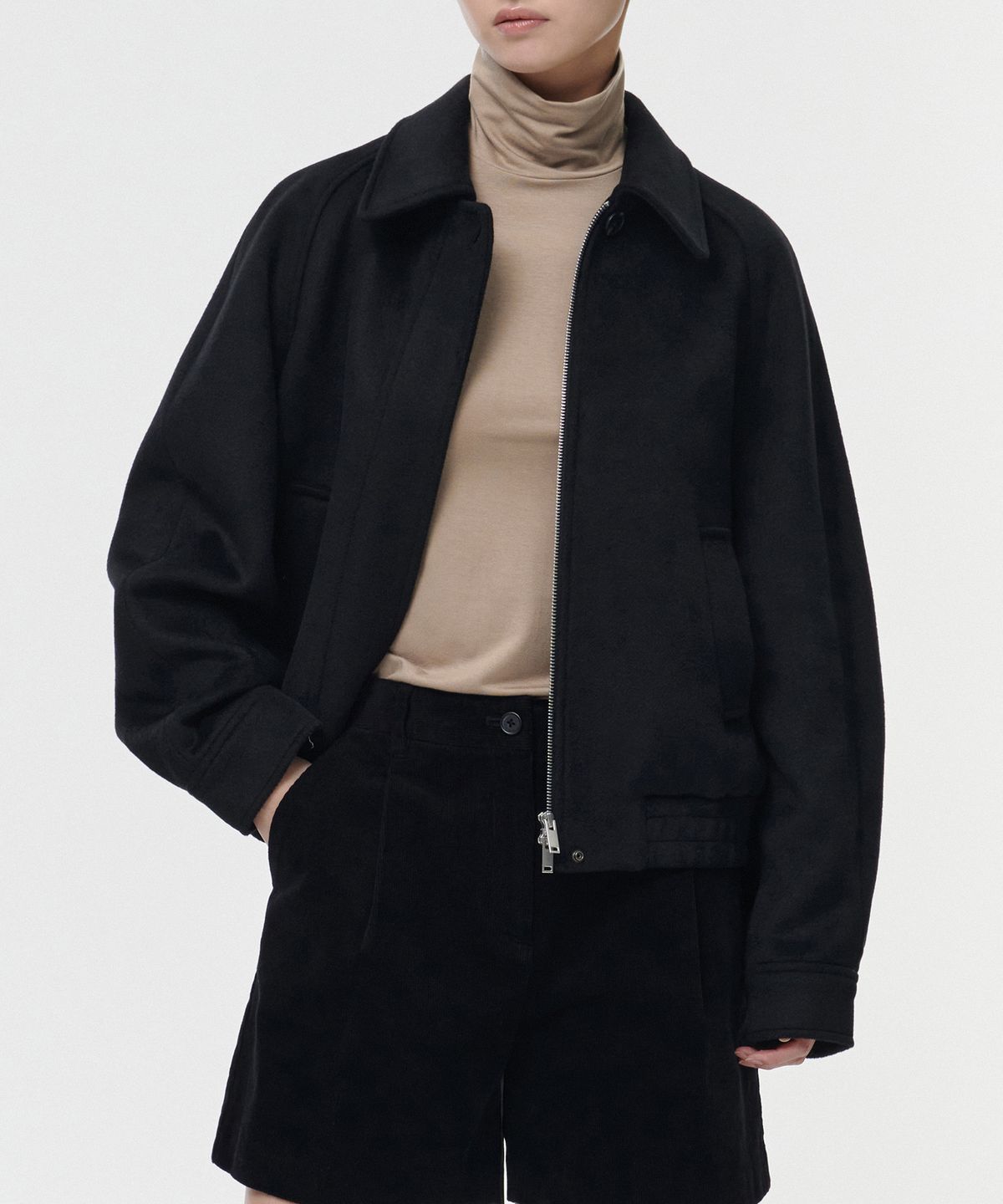 무신사 스탠다드 우먼(MUSINSA STANDARD WOMAN) 우먼즈 울 블렌드 블루종 재킷 [블랙]