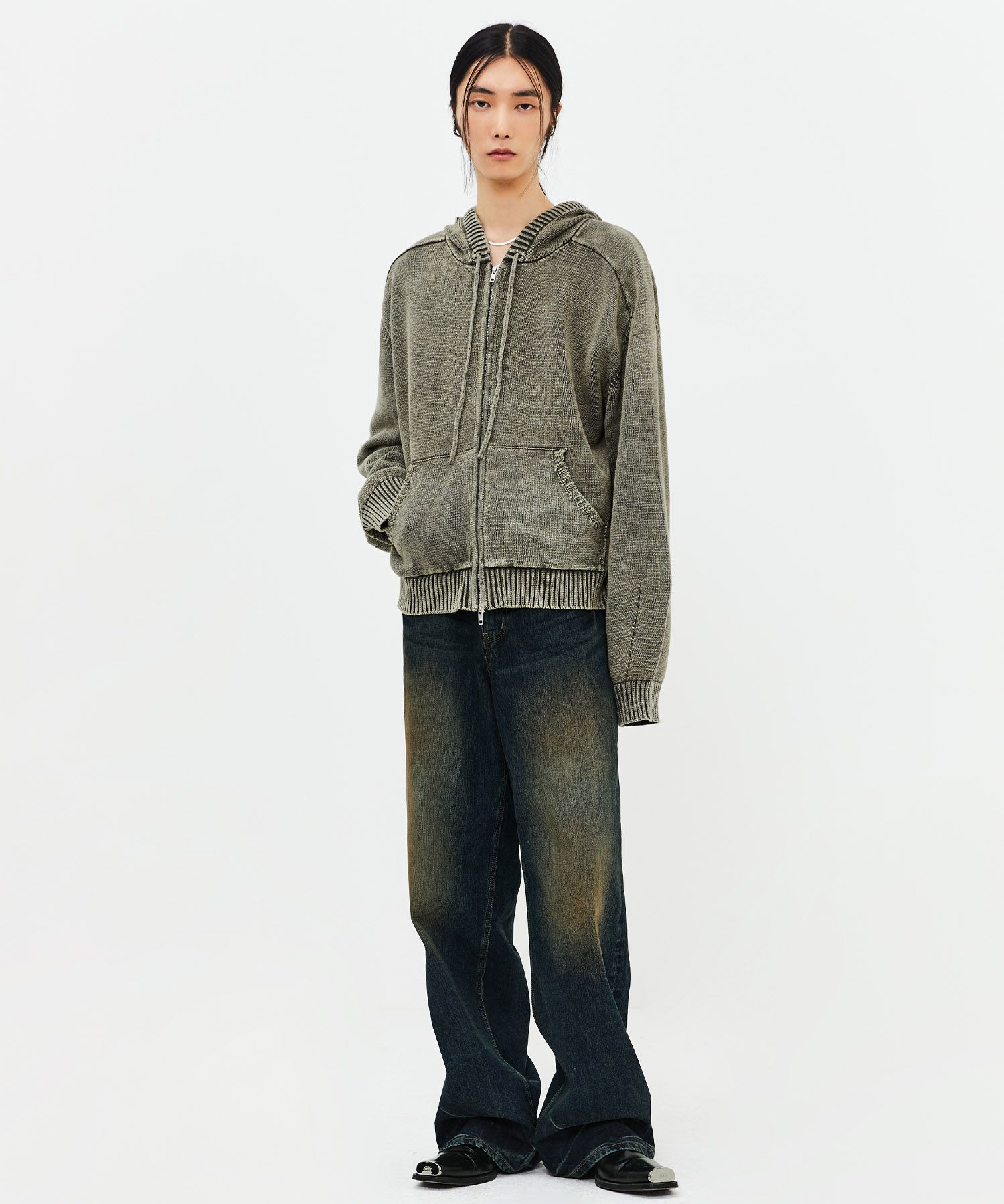 SEVENTEEN着用LMOO Piece Dyed Hoodie Knit Zip-up MUSINSA | LMOOD Peace Dyed Hoodie Knit Zip Up Vintage Khaki