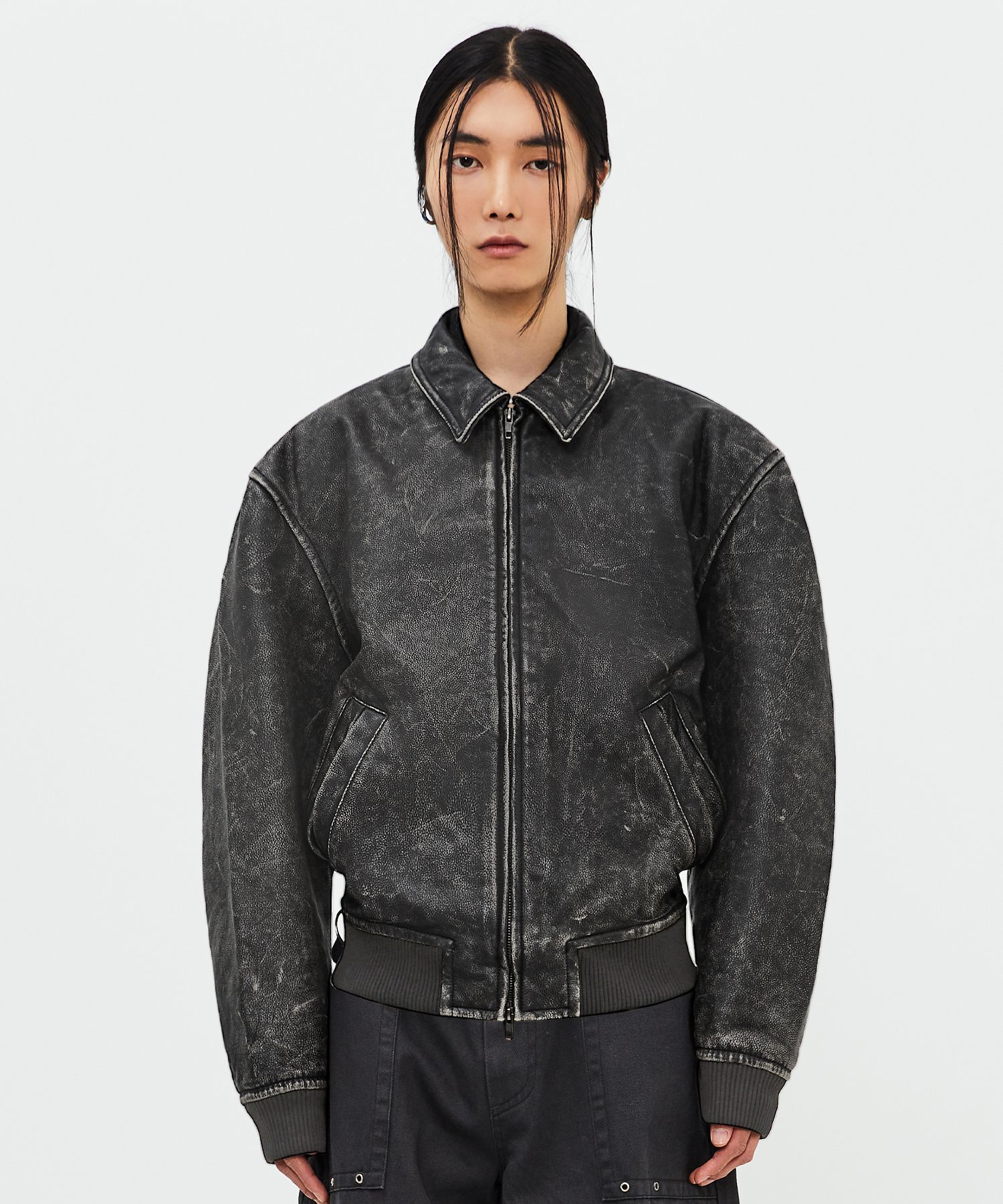 MUSINSA公式 | LMOOD アーマーカウハイドレザージャケットウォッシュド