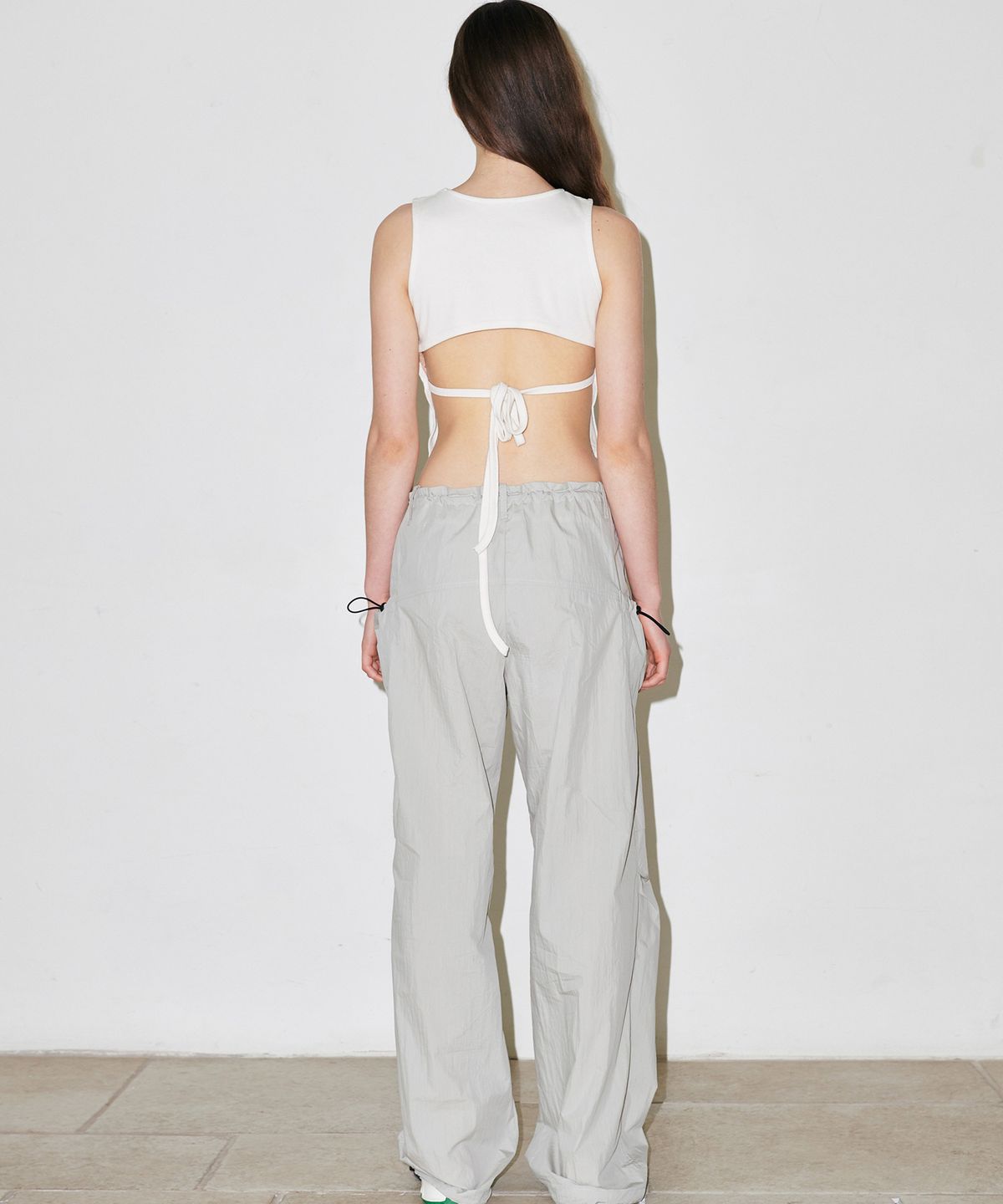 슬로우가먼츠(SLLOW GARMENTS) BACK OPEN DOUBLE WAY TOP - BLACK