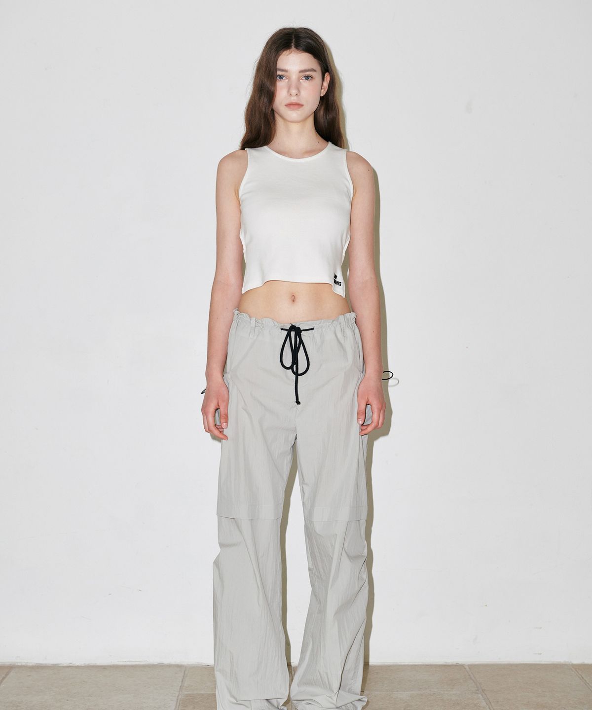 슬로우가먼츠(SLLOW GARMENTS) BACK OPEN DOUBLE WAY TOP - BROWN