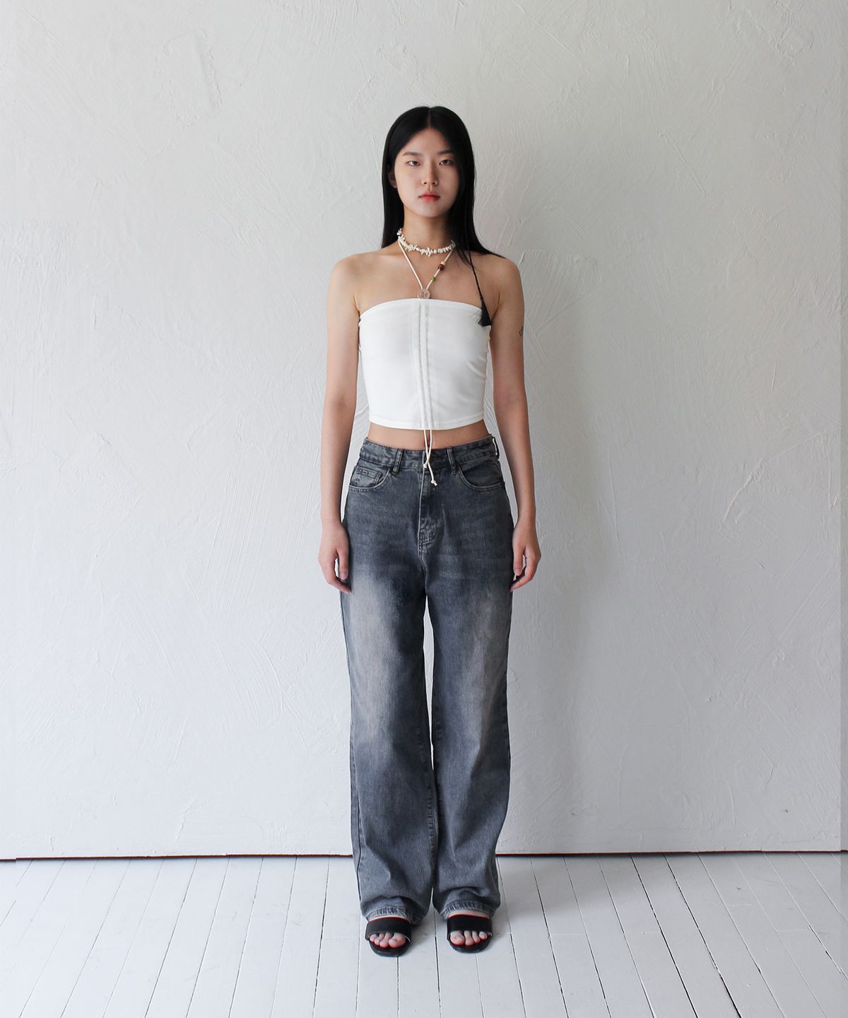 루바티(RUBATI) Wooden Beads Tube Top (IVORY)