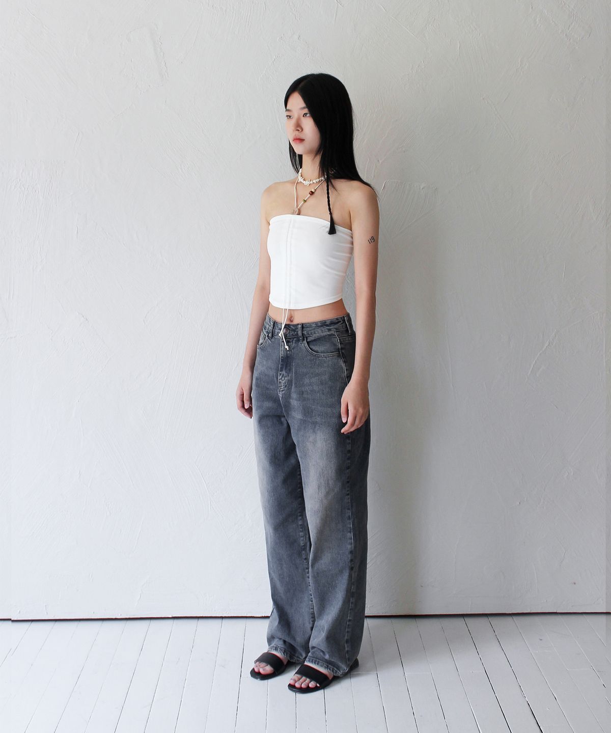 루바티(RUBATI) Wooden Beads Tube Top (IVORY)