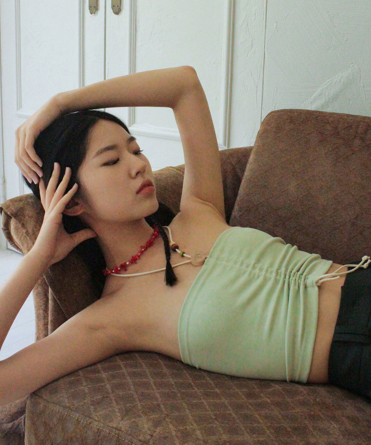 루바티(RUBATI) Wooden Beads Tube Top (MINT)