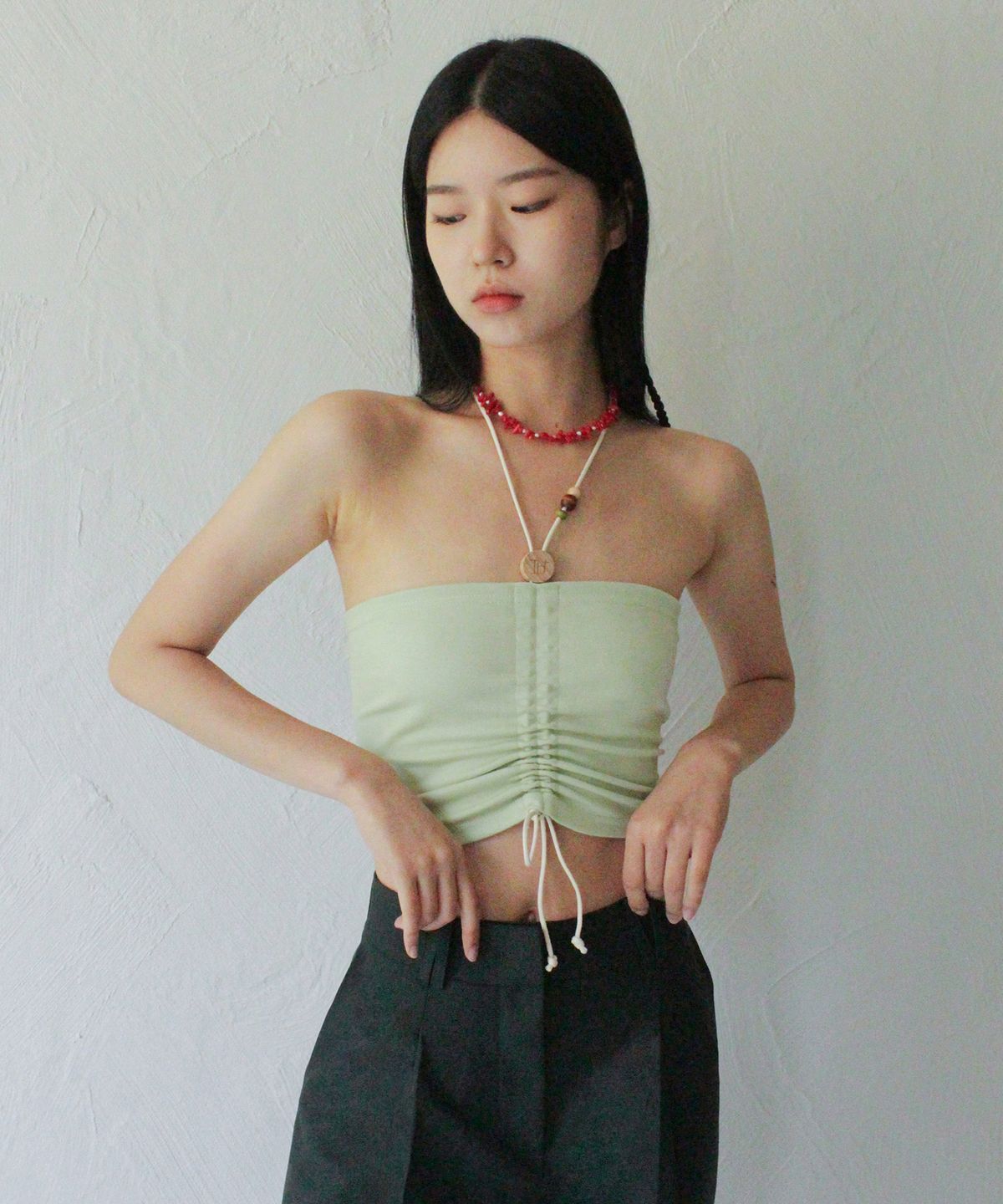 루바티(RUBATI) Wooden Beads Tube Top (MINT)