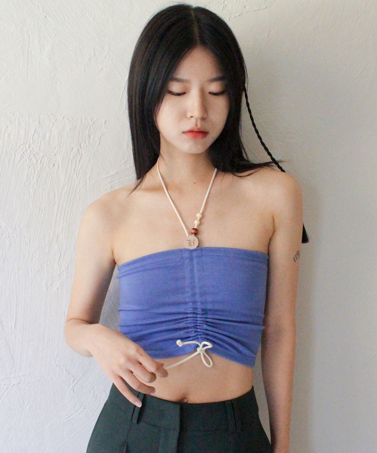 루바티(RUBATI) Wooden Beads Tube Top (PURPLE BLUE)