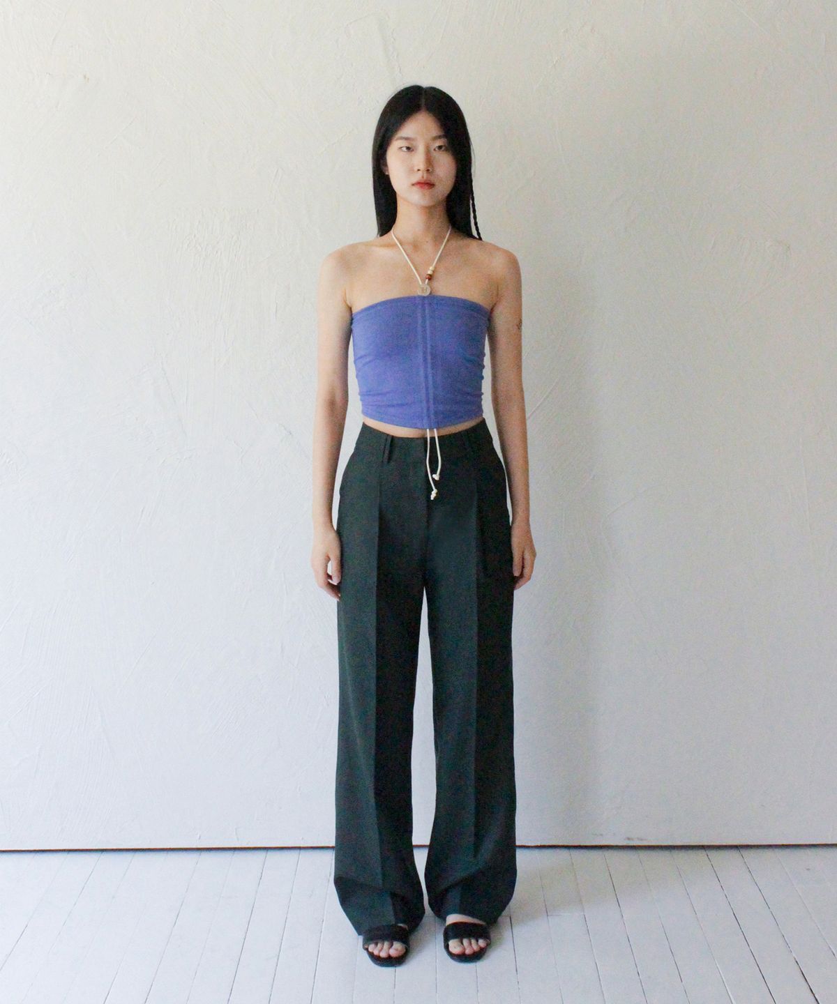 루바티(RUBATI) Wooden Beads Tube Top (PURPLE BLUE)