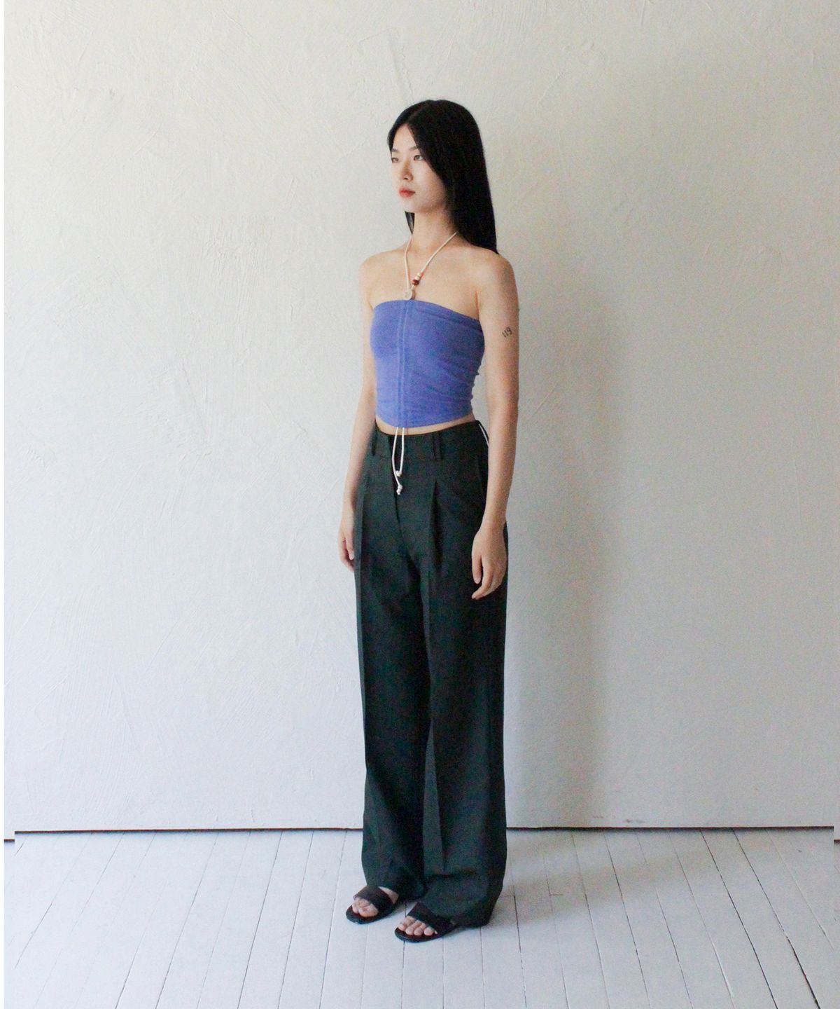 루바티(RUBATI) Wooden Beads Tube Top (PURPLE BLUE)