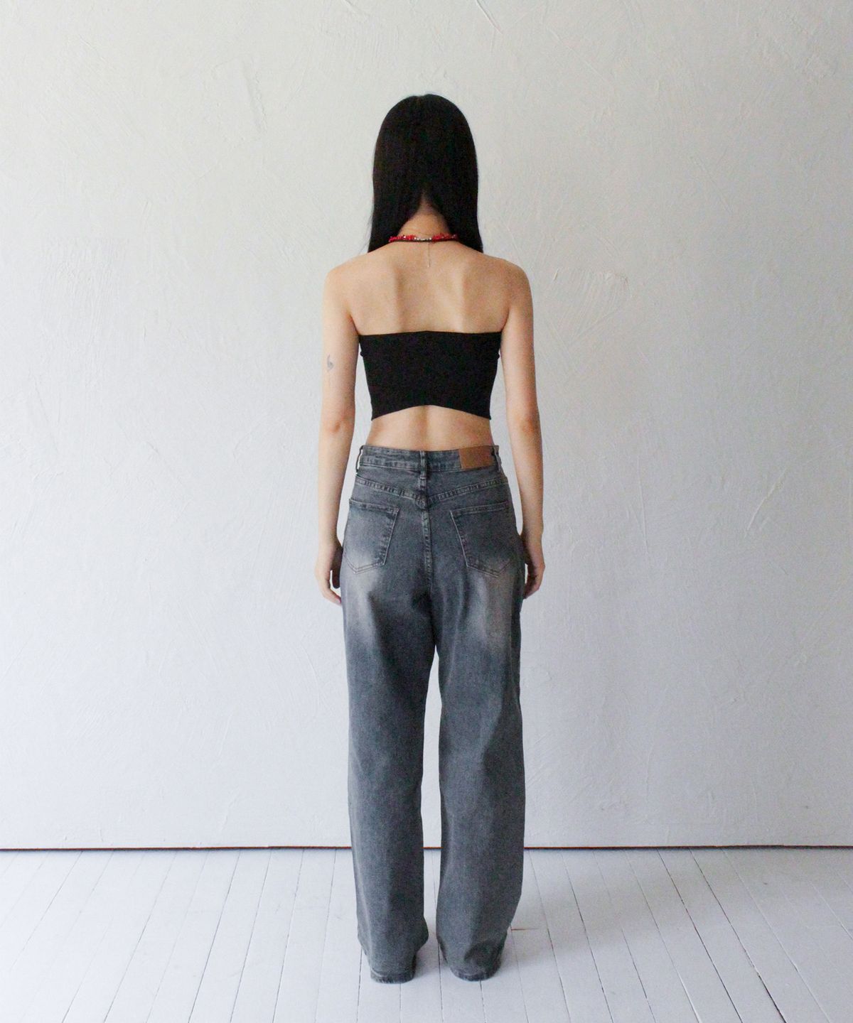루바티(RUBATI) Wooden Beads Tube Top (BLACK)