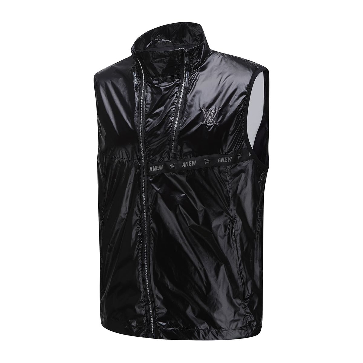 어뉴골프(ANEW GOLF) MEN A DIAGONAL LINE ZIPPER POINT VEST_BK