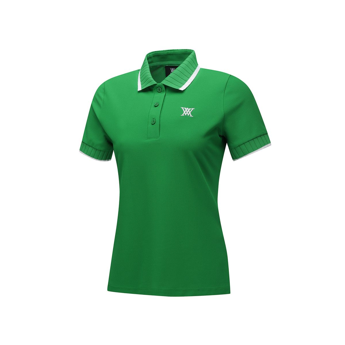 어뉴골프(ANEW GOLF) WOMEN BACK SIGNATURE LOGO PIQUE SHORT T-SHIRT_GN