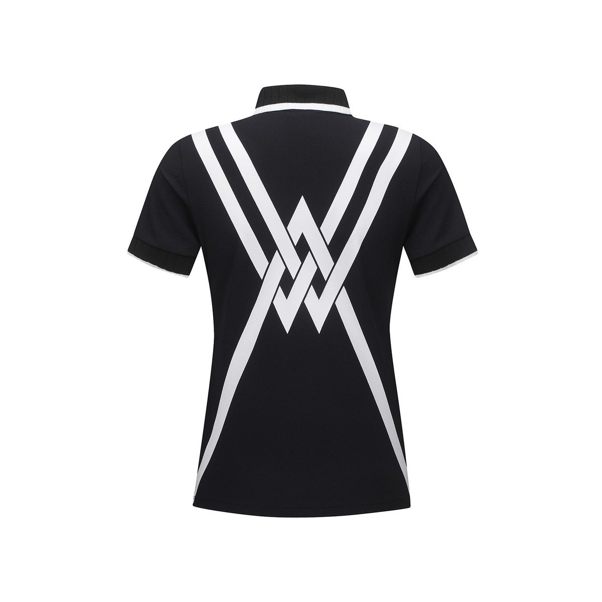 어뉴골프(ANEW GOLF) WOMEN BACK SIGNATURE LOGO PIQUE SHORT T-SHIRT_BK