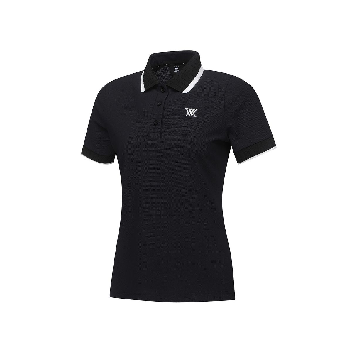 어뉴골프(ANEW GOLF) WOMEN BACK SIGNATURE LOGO PIQUE SHORT T-SHIRT_BK