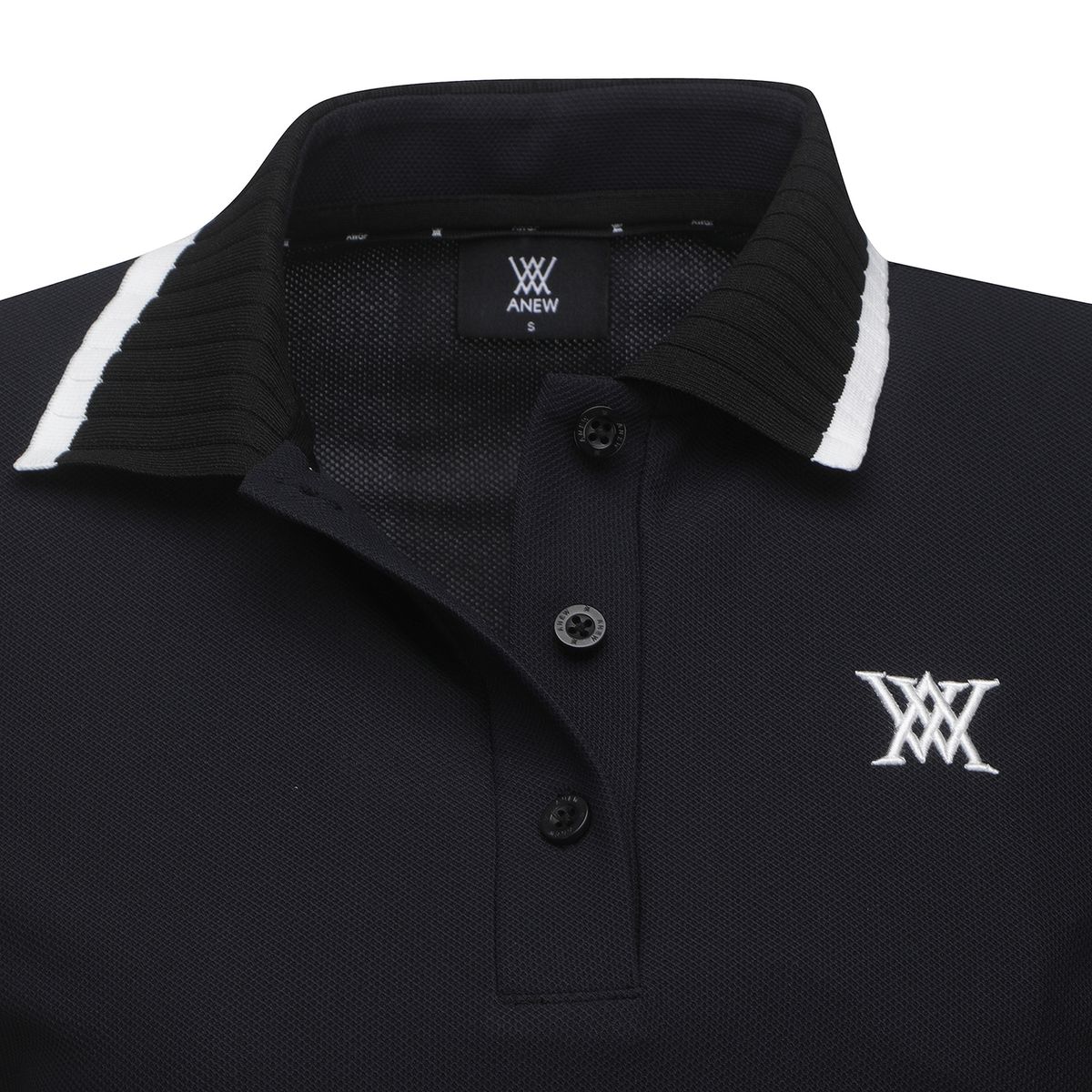 어뉴골프(ANEW GOLF) WOMEN BACK SIGNATURE LOGO PIQUE SHORT T-SHIRT_BK