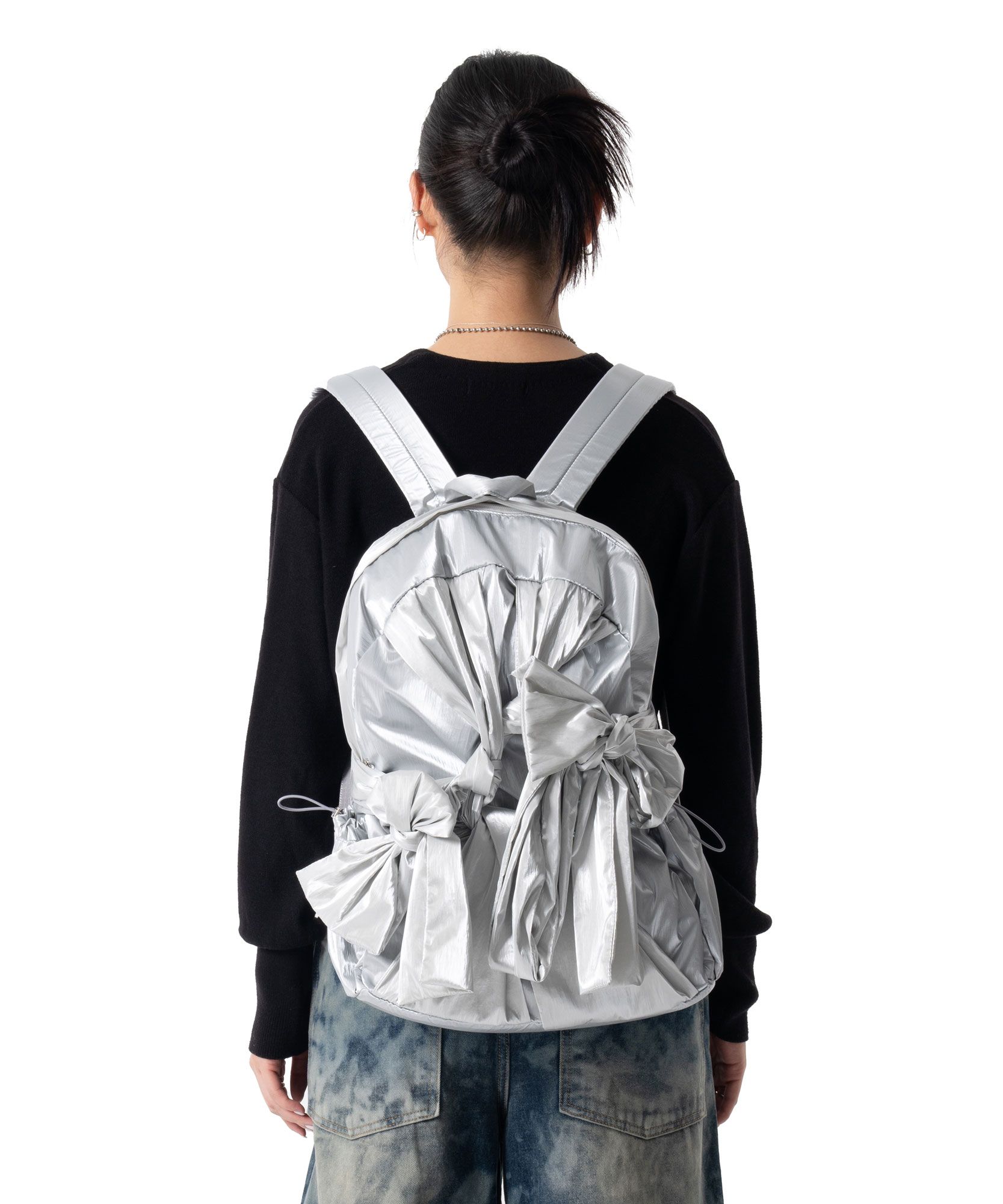 ● IUGAMAKARAS ● Knotted Backpack Nylon-Silver Knotted Backpack (Nylon-silver) - IUGAMAKARAS | 60% - Asian