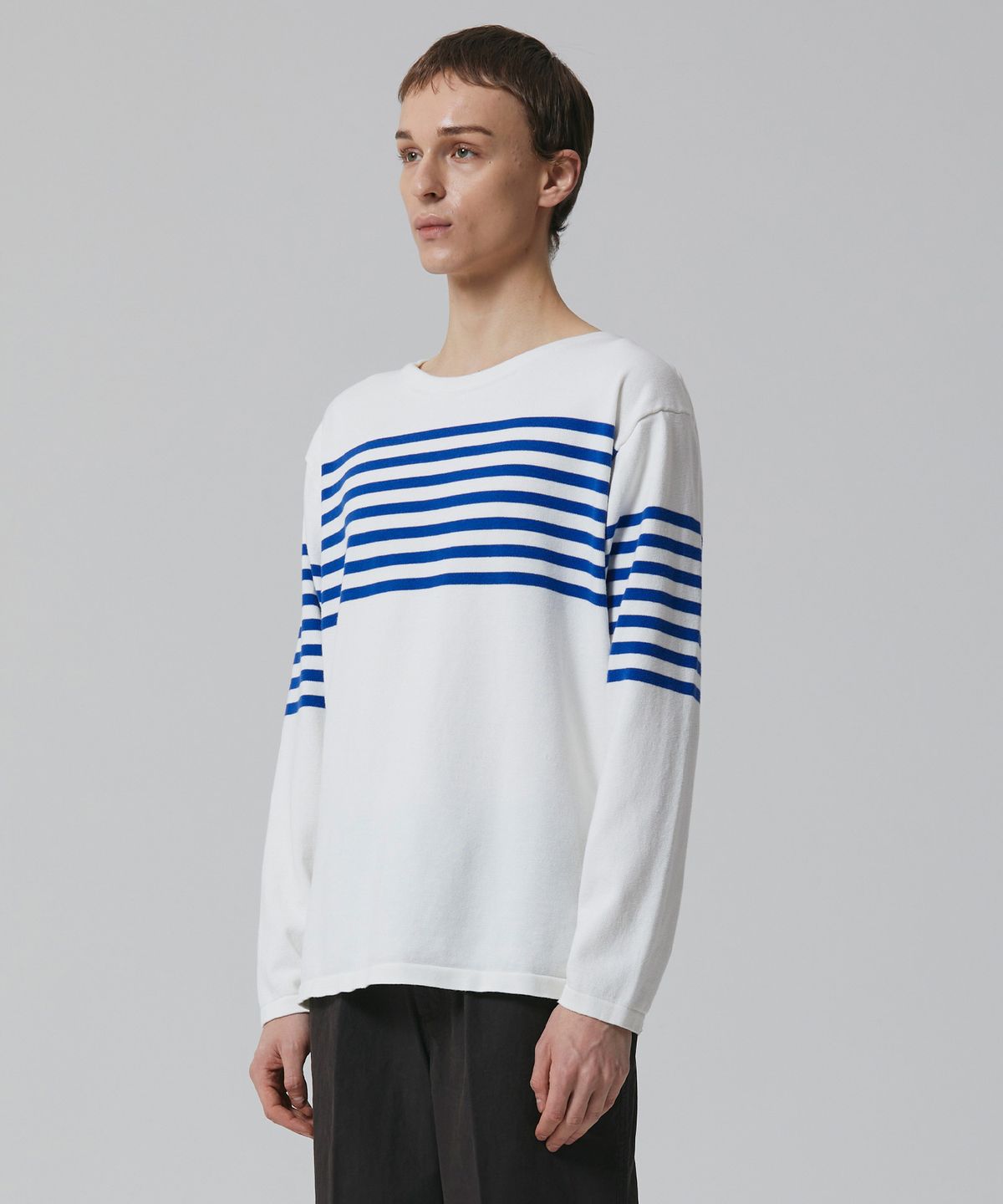 퍼블릭피겨(PUBLICFIGURE) 에센셜 바스크 셔츠_아이보리/블루