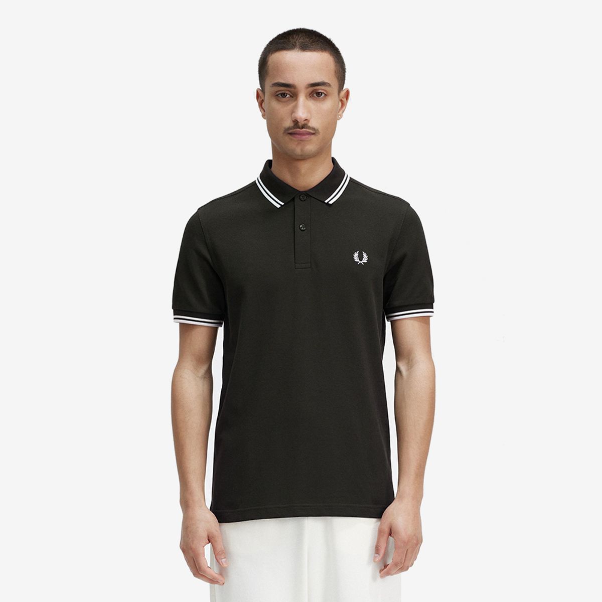 프레드페리(FRED PERRY) [M3600] 트윈 팁 프레드페리 셔츠 - 나이트그린/스노우화이트 M3600-T50